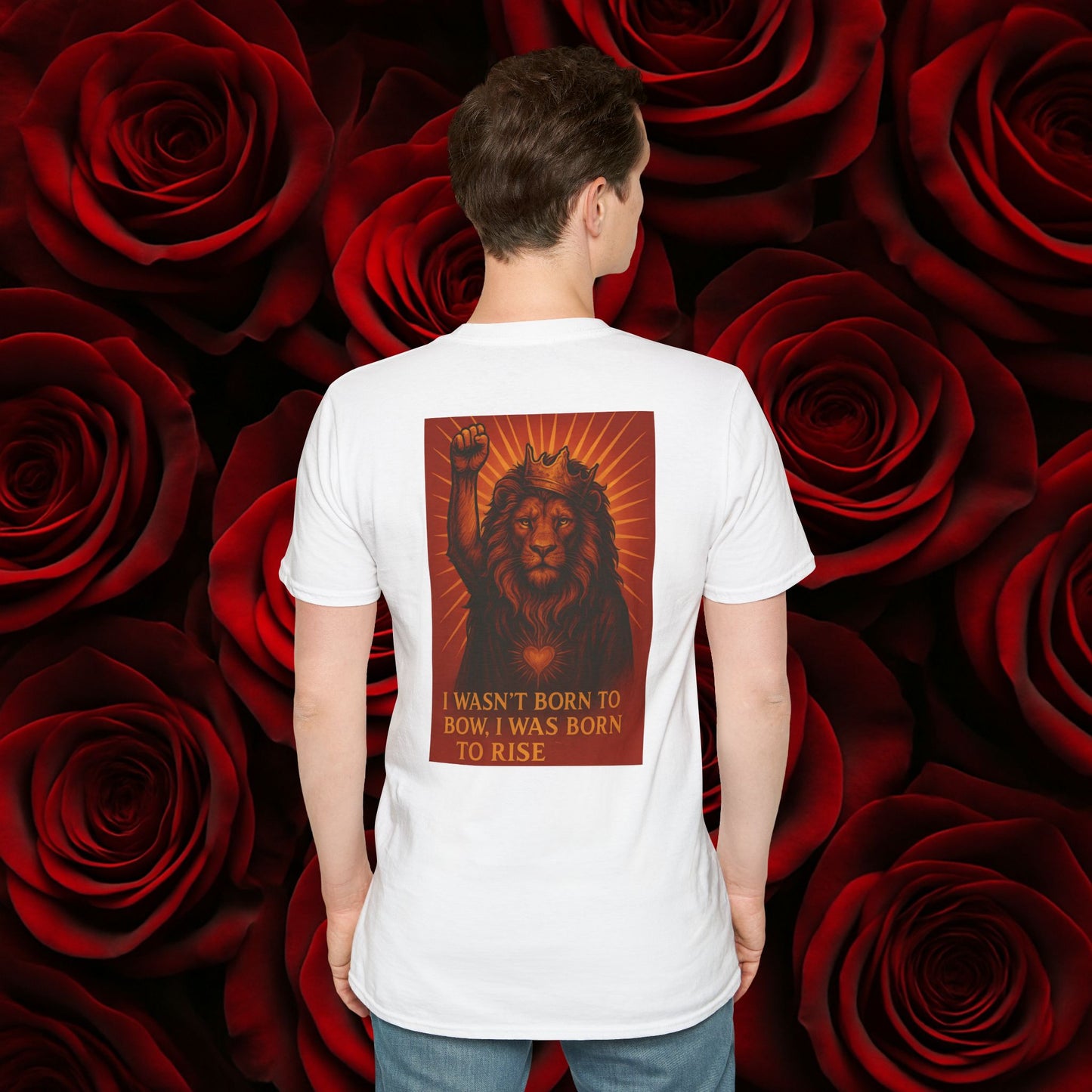 Never Bow Co. “Born to Rise” Rebellion Lion Tee | Rise above fear. The Rebellion Lion tee roars strength and defiance — crafted from lightweight cotton, built for rebels who lead, fight, and inspire. Streetwear for souls who refuse to bow.