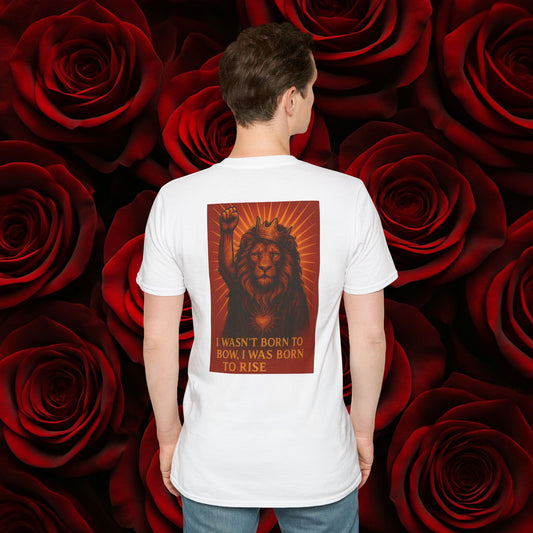 Never Bow Co. “Born to Rise” Rebellion Lion Tee | Rise above fear. The Rebellion Lion tee roars strength and defiance — crafted from lightweight cotton, built for rebels who lead, fight, and inspire. Streetwear for souls who refuse to bow.