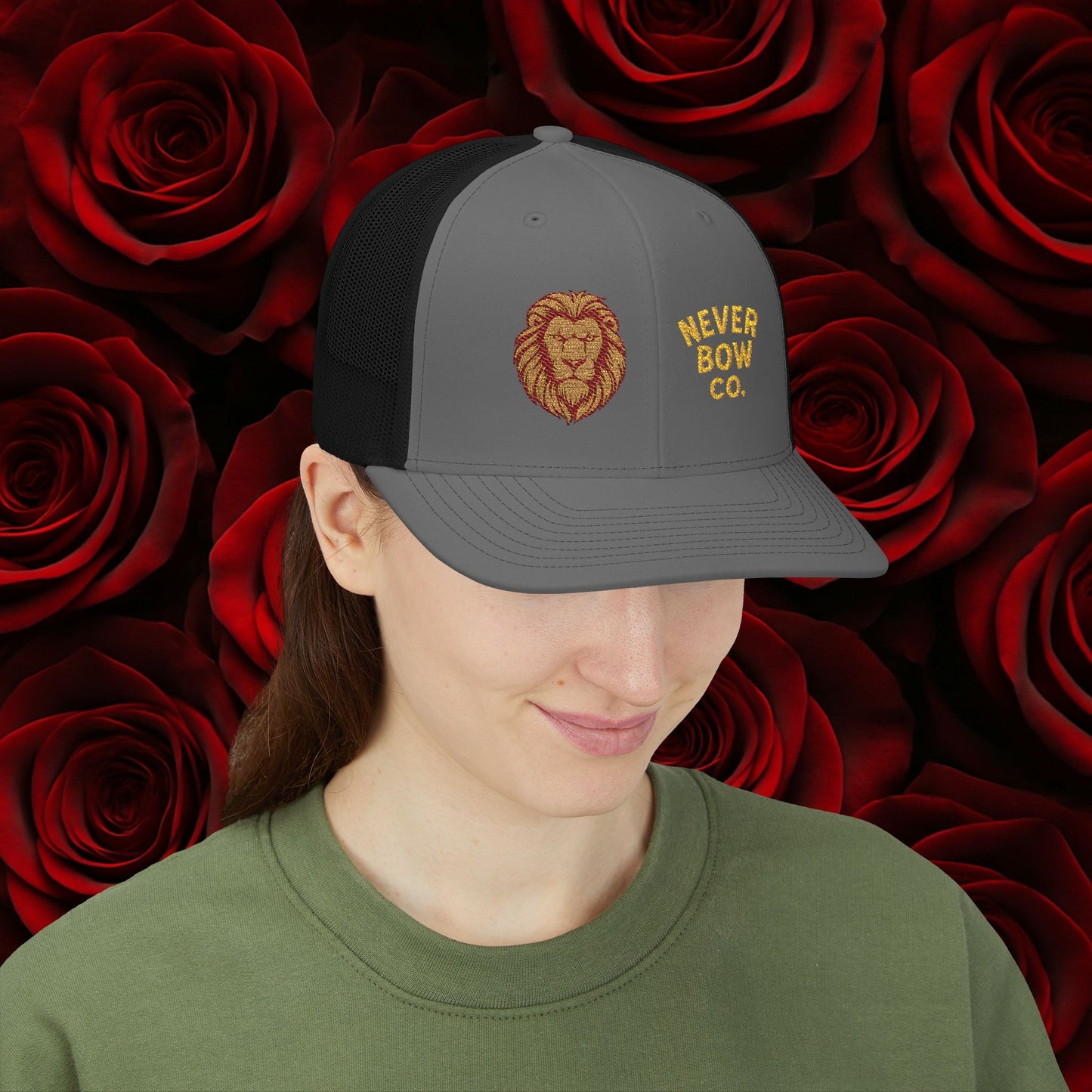 Never Bow Co. Embroidered Lion Hat – Defiance in Every Stitch. Carry the fire with the Never Bow Co. embroidered lion cap. Bold, unbreakable, stitched for warriors who won’t fold. Streetwear armor built for rebellion, defiance, and fearless truth-seekers.