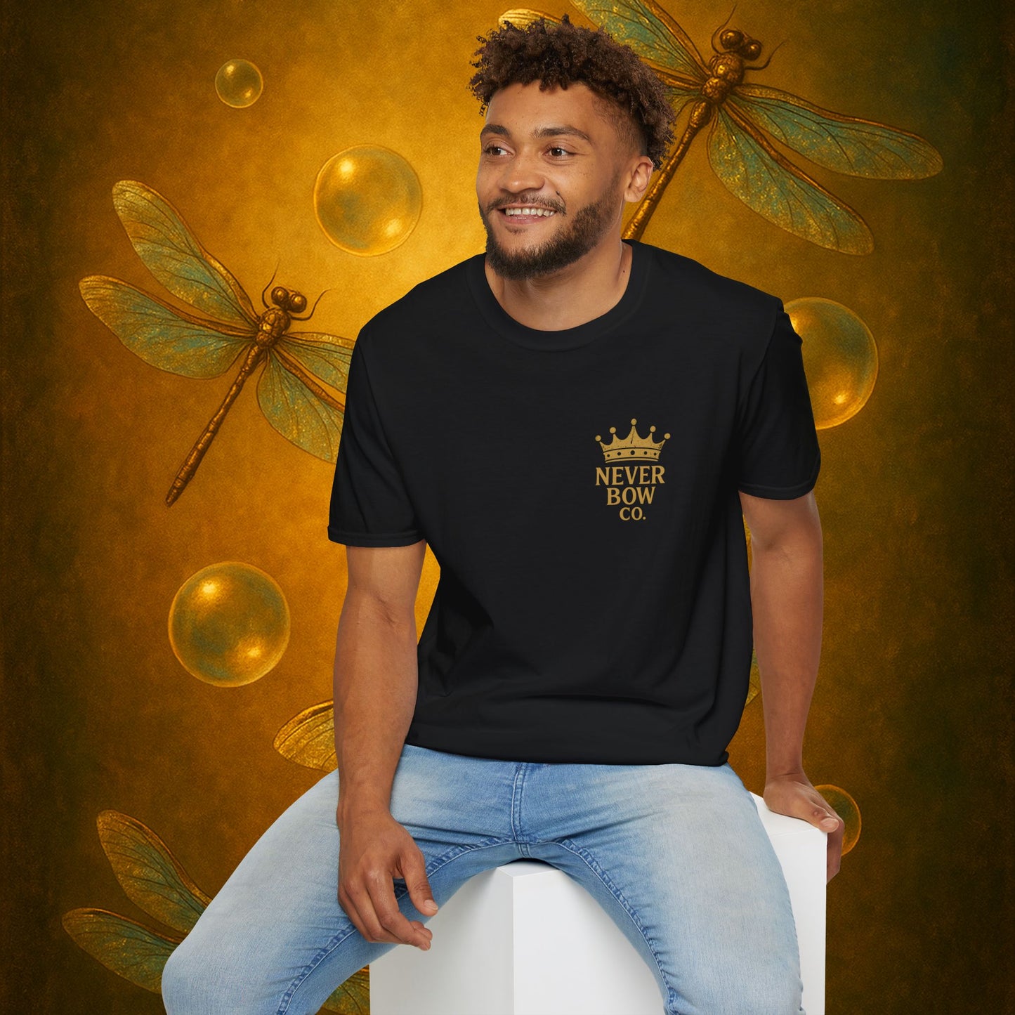 Never Bow Co. “Love Fiercely” Tee | Bold Streetwear Statement Shirt | The crowned lion commands: Love Fiercely. Heavy cotton strength meets fearless heart. Built for rebels who protect what matters and carry defiance with love. Wear the crown. Never Bow.