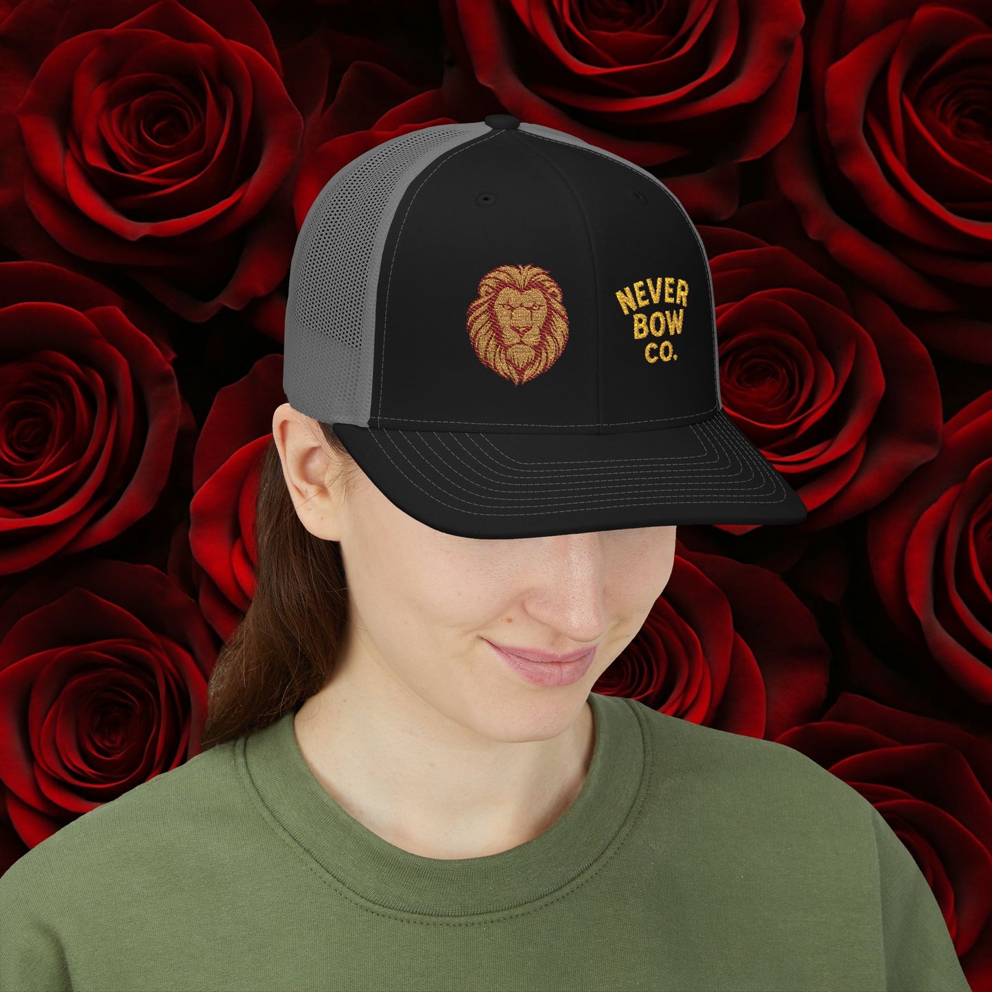 Never Bow Co. Embroidered Lion Hat – Defiance in Every Stitch. Carry the fire with the Never Bow Co. embroidered lion cap. Bold, unbreakable, stitched for warriors who won’t fold. Streetwear armor built for rebellion, defiance, and fearless truth-seekers.