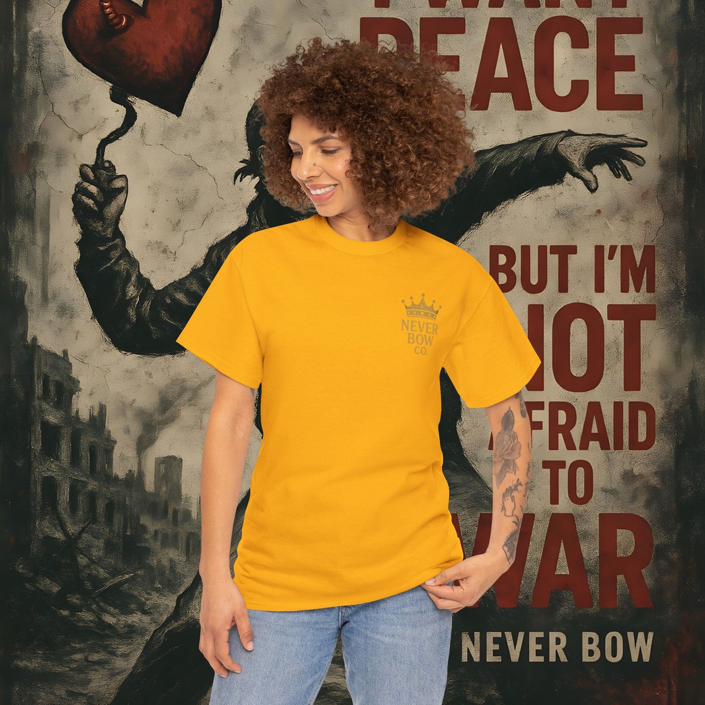 (Heavy Tee) Never Bow Co “You Broke Warrior’s Code” Defiance woven in cotton. Bold courtroom warrior’s graphic calling out broken codes. Built for strength, resistance, and truth-tellers who won’t fold. Wear the message, carry the fire, Never Bow.