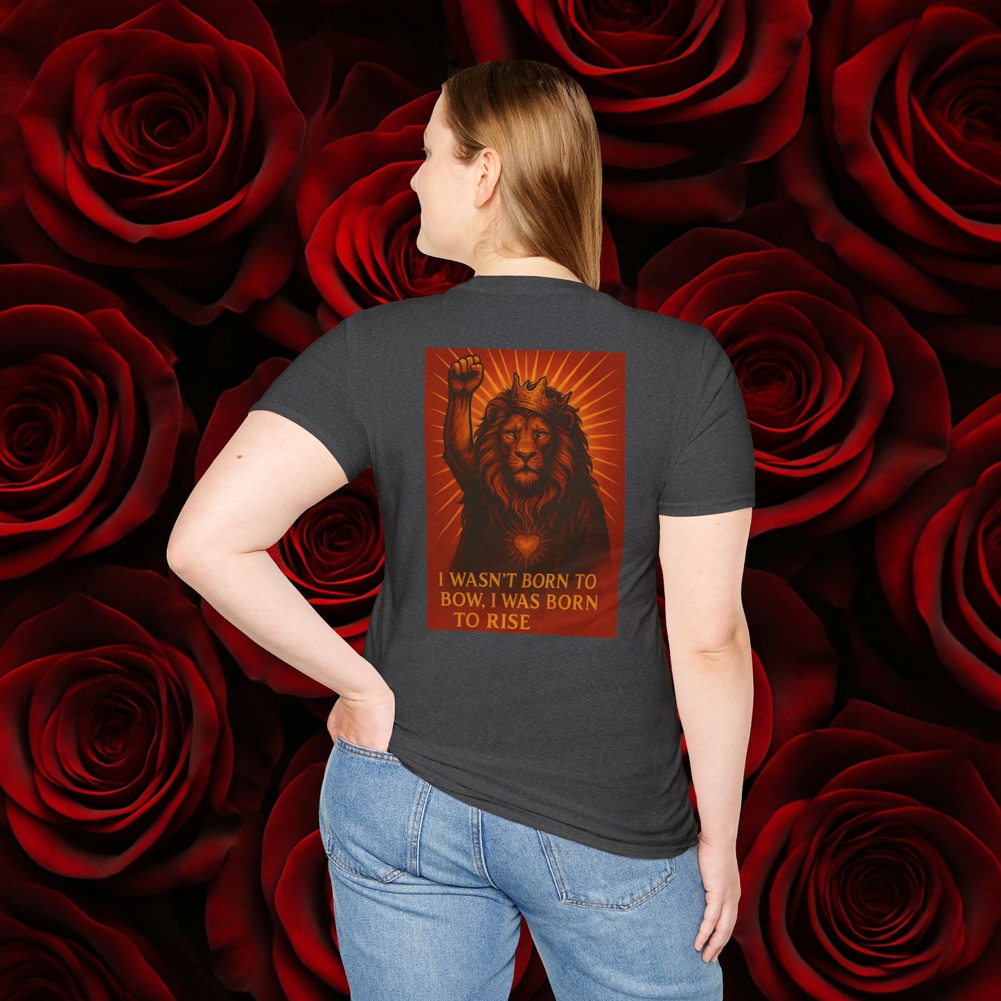 Never Bow Co. “Born to Rise” Rebellion Lion Tee | Rise above fear. The Rebellion Lion tee roars strength and defiance — crafted from lightweight cotton, built for rebels who lead, fight, and inspire. Streetwear for souls who refuse to bow.