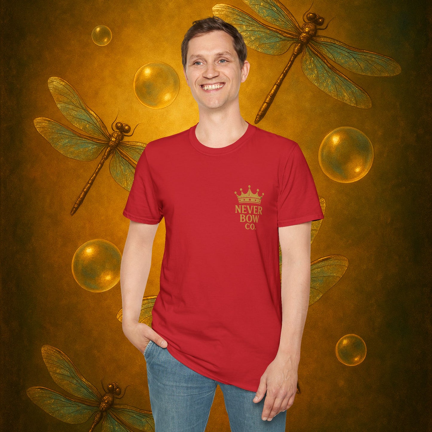 Never Bow Co. “Love Fiercely” Tee | Bold Streetwear Statement Shirt | The crowned lion commands: Love Fiercely. Heavy cotton strength meets fearless heart. Built for rebels who protect what matters and carry defiance with love. Wear the crown. Never Bow.