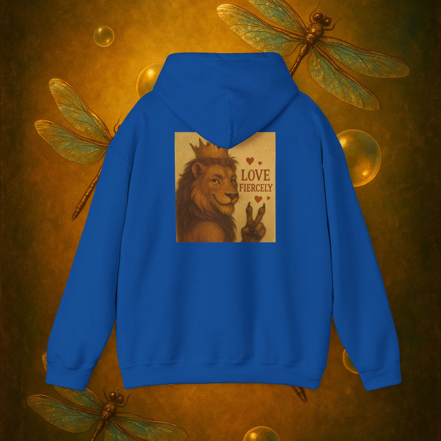 Never Bow Co. “Love Fiercely” Crowned Lion Hoodie | The crowned lion reminds you: Love fiercely, live boldly. A sacred strength hoodie crafted for rebels and dreamers who fight with heart, blending comfort, courage, and defiance in every stitch.