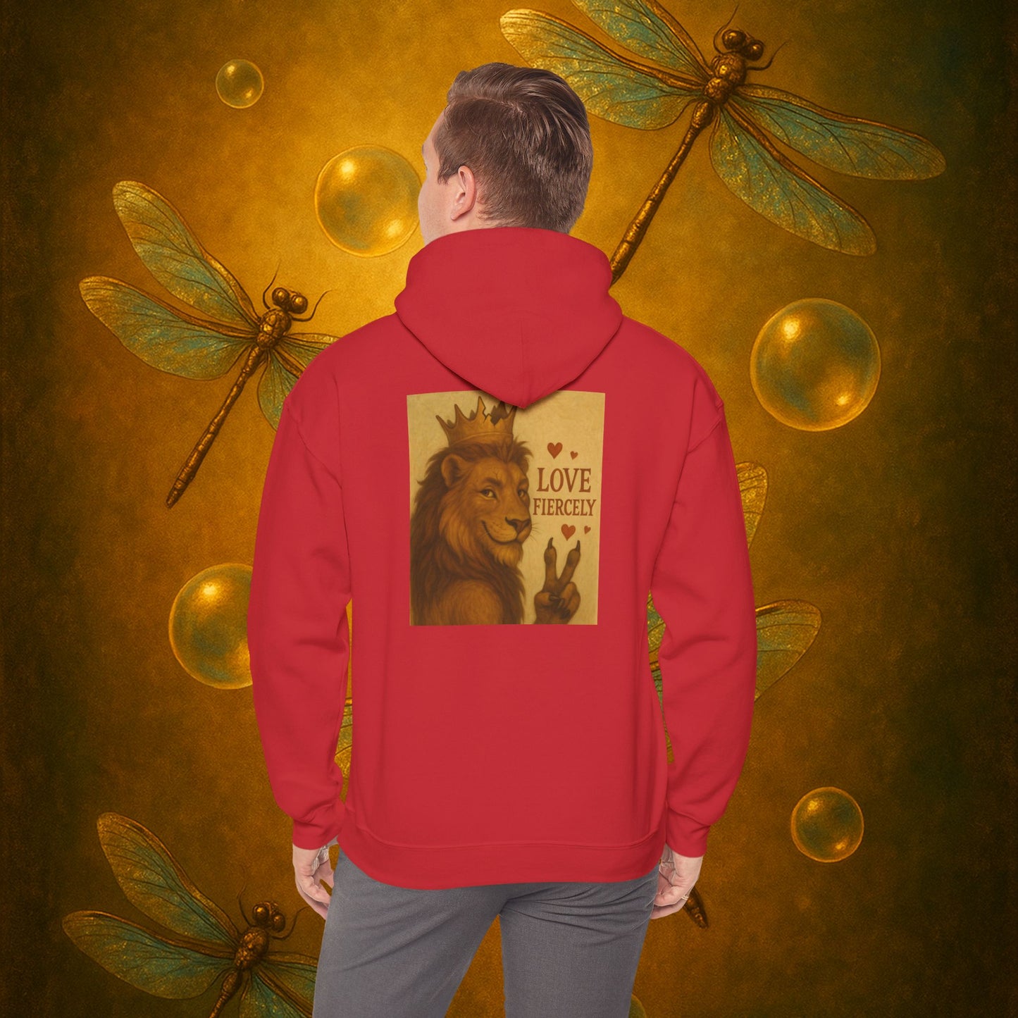 Never Bow Co. “Love Fiercely” Crowned Lion Hoodie | The crowned lion reminds you: Love fiercely, live boldly. A sacred strength hoodie crafted for rebels and dreamers who fight with heart, blending comfort, courage, and defiance in every stitch.