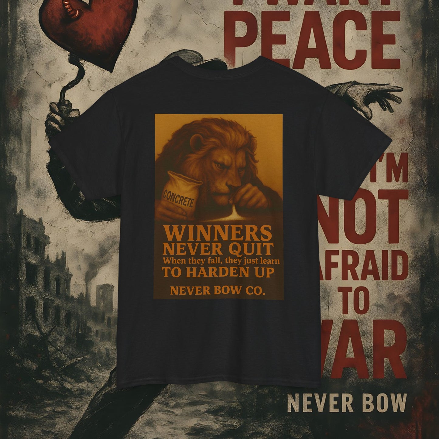 (Heavy Tee) Winners Never Quit Tee | Built for warriors who refuse to fold. “Winners Never Quit. When they fall, they just learn to harden up.” Perfect for strength, grit, and statement style.