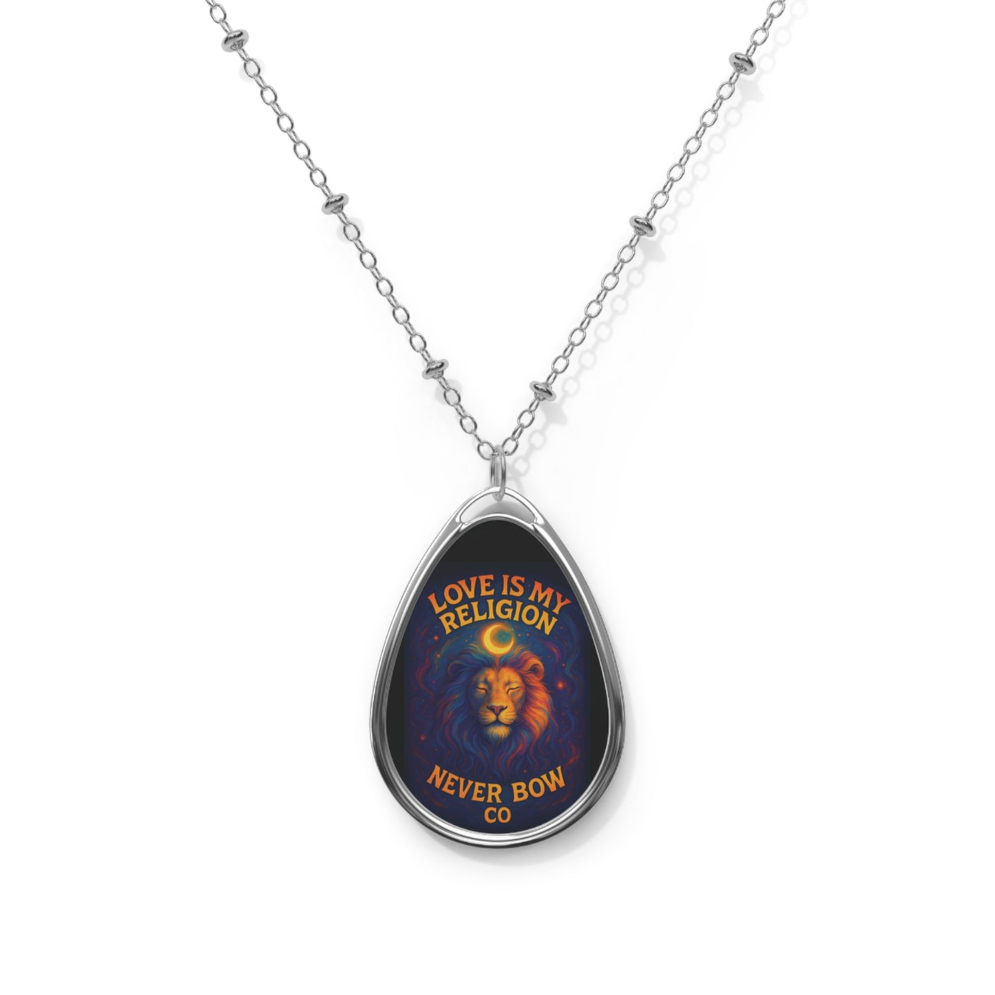 Never Bow Co “Lionheart Pendant” Necklace | Love Is My Religion Jewelry | Carry the lion’s spirit close to your heart. The Lionheart Pendant Necklace is more than jewelry — it’s a vow of strength, loyalty, and unbreakable truth.