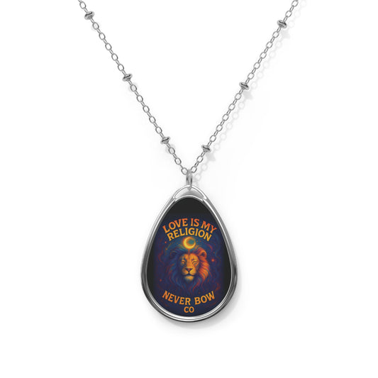 Never Bow Co “Lionheart Pendant” Necklace | Love Is My Religion Jewelry | Carry the lion’s spirit close to your heart. The Lionheart Pendant Necklace is more than jewelry — it’s a vow of strength, loyalty, and unbreakable truth.