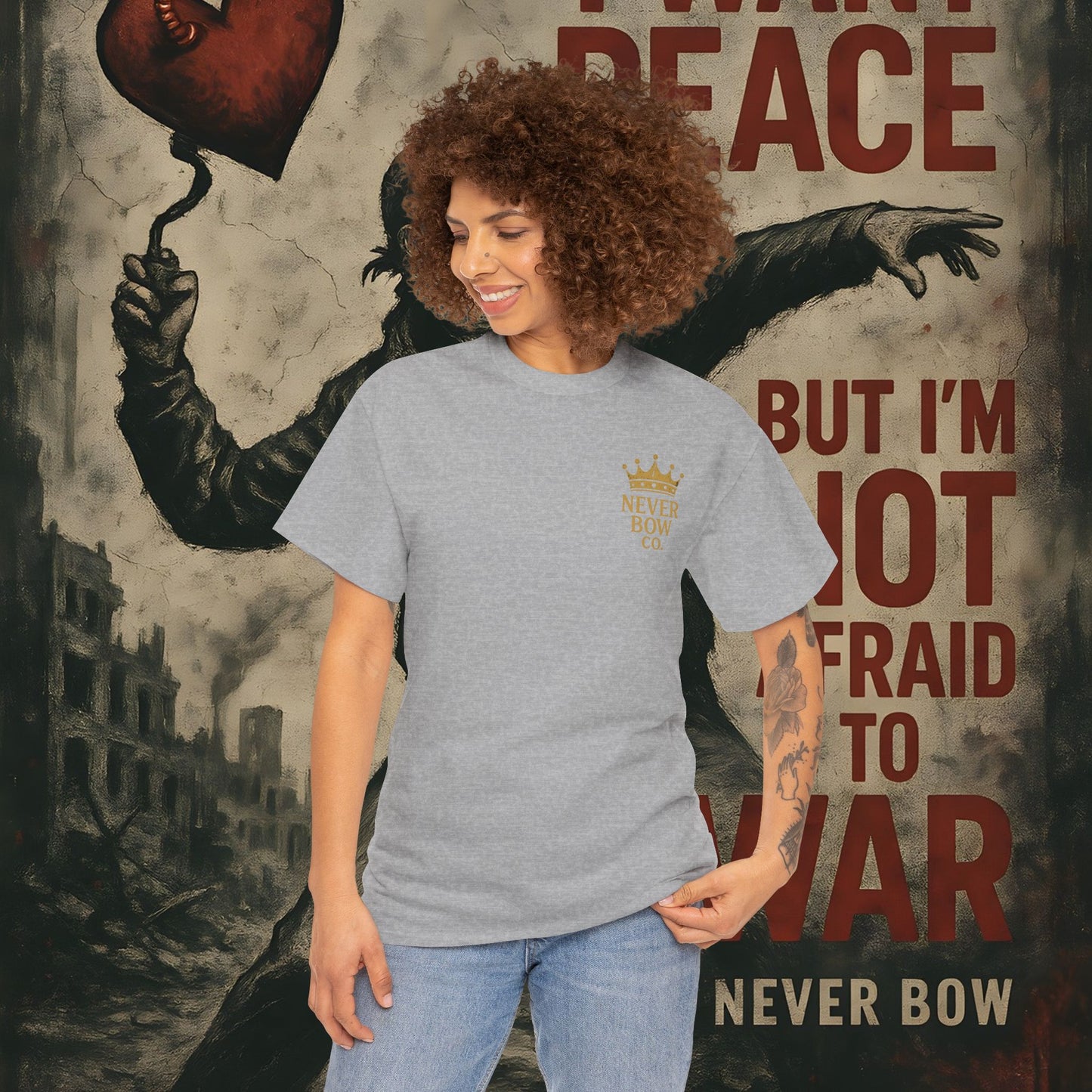 (Heavy Tee) Never Bow Co “You Broke Warrior’s Code” Defiance woven in cotton. Bold courtroom warrior’s graphic calling out broken codes. Built for strength, resistance, and truth-tellers who won’t fold. Wear the message, carry the fire, Never Bow.