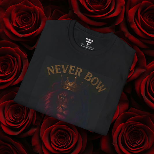 Never Bow SoulJah Tee | Sacred Lion Edition | Built as streetwear armor, the SoulJah Tee carries the sacred lion crest — symbol of defiance, loyalty, and truth. For rebels, warriors, and seekers who refuse submission. Wear strength. Never Bow.