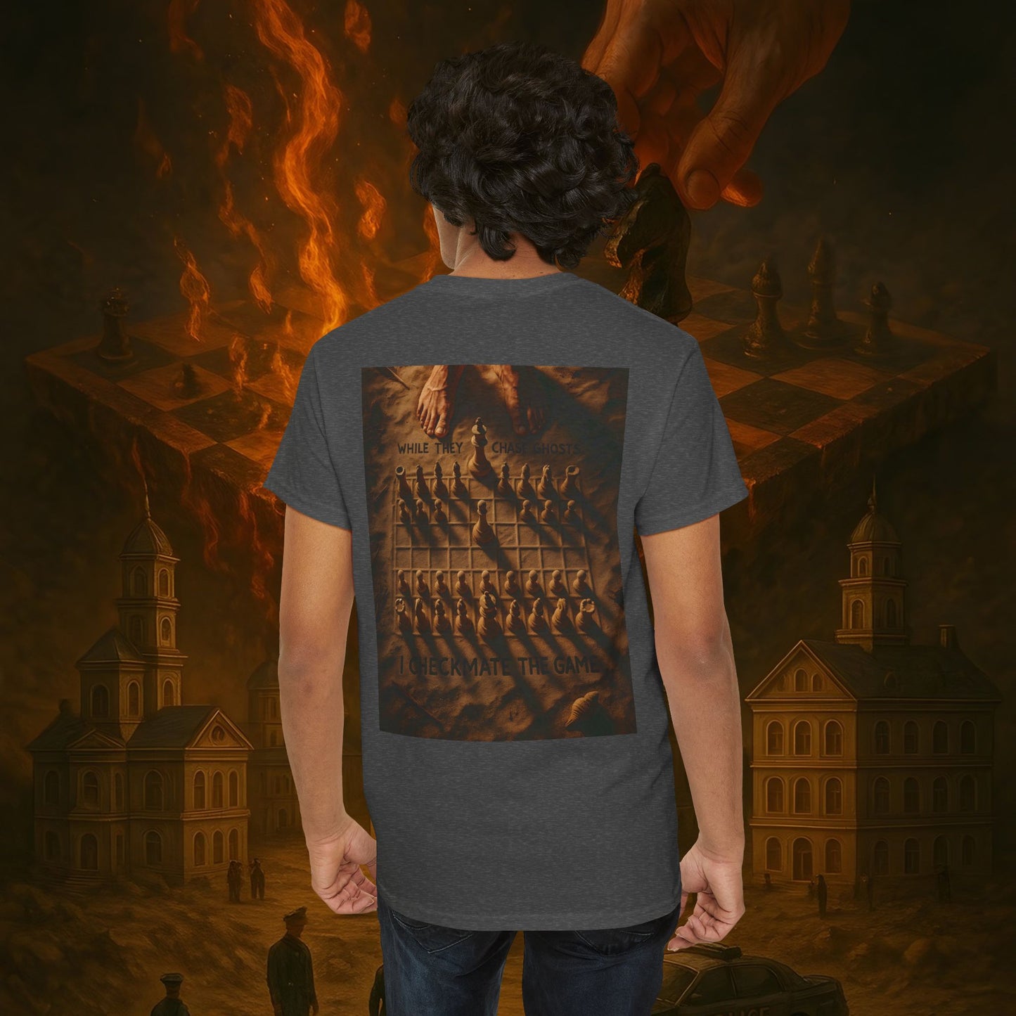 (Heavy Tee) Never Bow Co. Chess Series Tee – “The Game Is Over” | Statement tee featuring the iconic chessboard design — a symbol of battles fought and finished. Built for warriors who refuse to bow, it declares checkmate to the system with style.