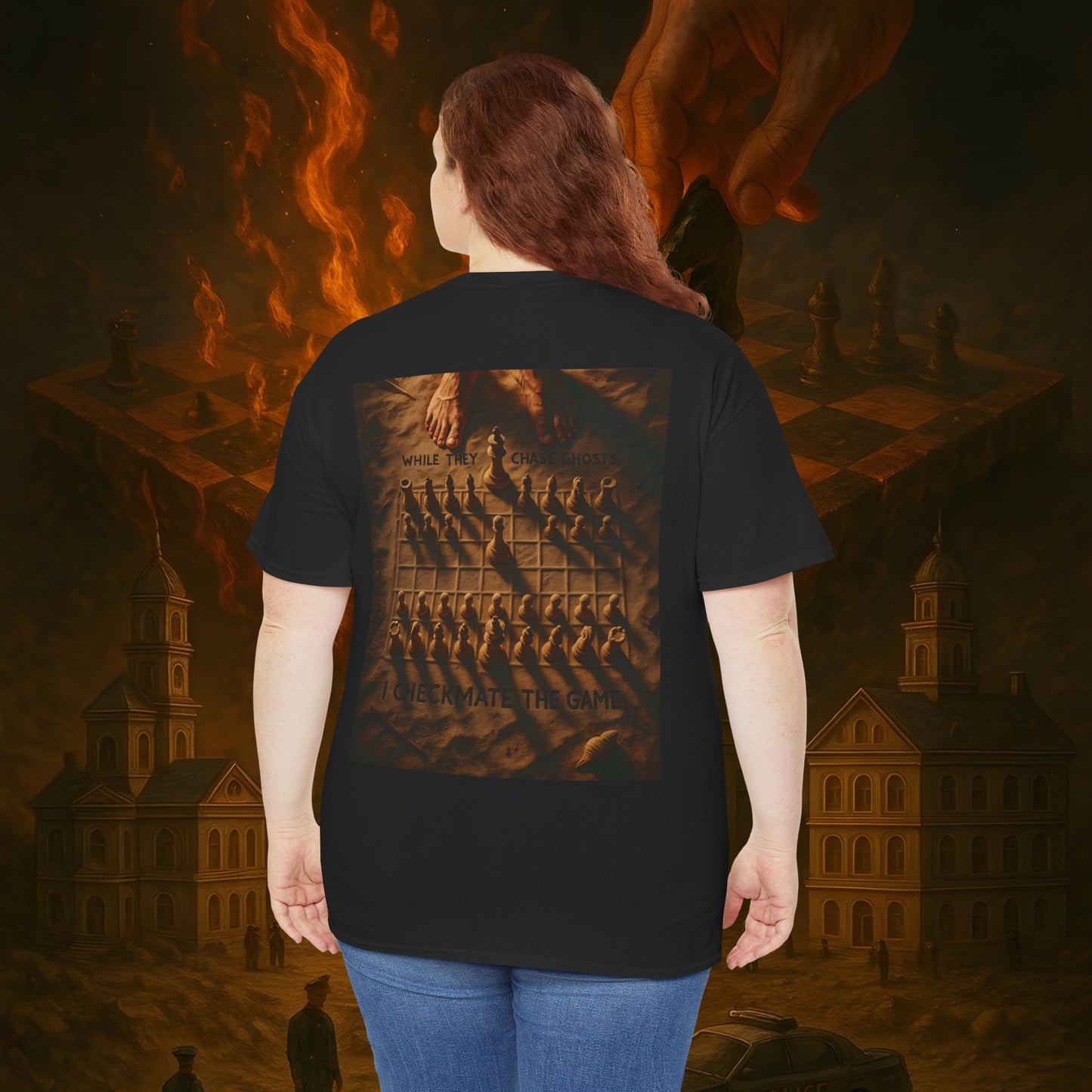 (Heavy Tee) Never Bow Co. Chess Series Tee – “The Game Is Over” | Statement tee featuring the iconic chessboard design — a symbol of battles fought and finished. Built for warriors who refuse to bow, it declares checkmate to the system with style.