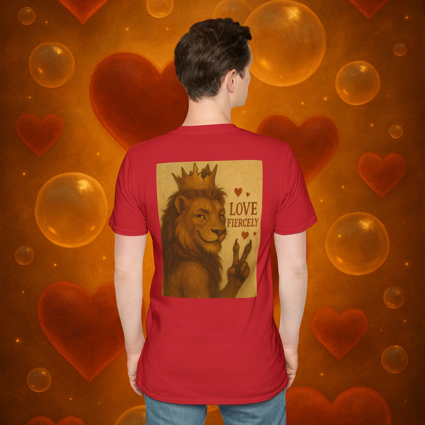 Never Bow Co. “Love Fiercely” Tee | Bold Streetwear Statement Shirt | The crowned lion commands: Love Fiercely. Heavy cotton strength meets fearless heart. Built for rebels who protect what matters and carry defiance with love. Wear the crown. Never Bow.