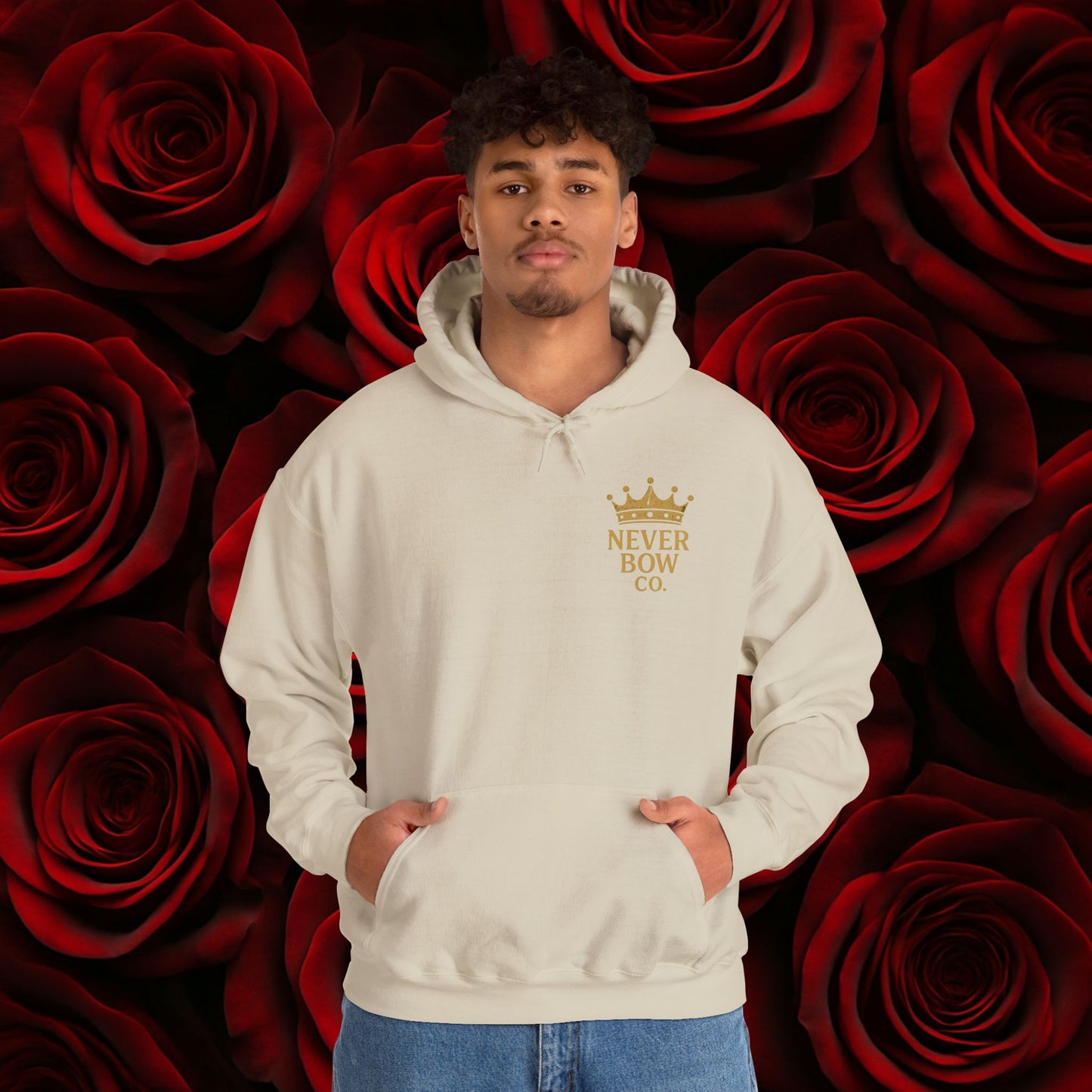 Never Bow Co. “Love Is My Religion” Lion Hoodie | A pullover for fearless souls. The crowned lion blazes with defiance: Love Is My Religion. Heavyweight comfort, cosmic strength, and unshakable streetwear for rebels who refuse to bow.