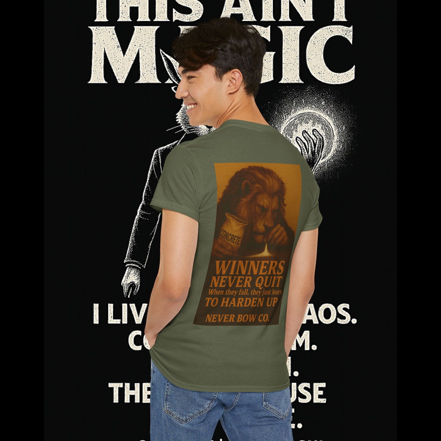 (Heavy Tee) Winners Never Quit Tee | Built for warriors who refuse to fold. “Winners Never Quit. When they fall, they just learn to harden up.” Perfect for strength, grit, and statement style.