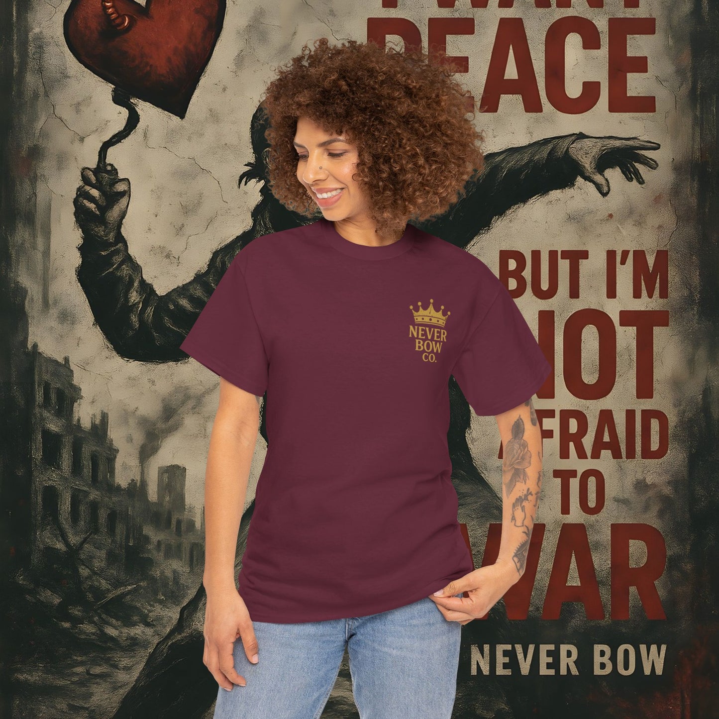 (Heavy Tee) Never Bow Co “You Broke Warrior’s Code” Defiance woven in cotton. Bold courtroom warrior’s graphic calling out broken codes. Built for strength, resistance, and truth-tellers who won’t fold. Wear the message, carry the fire, Never Bow.