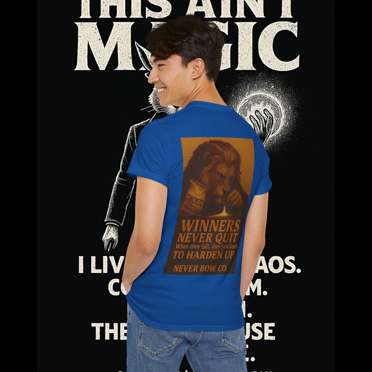 (Heavy Tee) Winners Never Quit Tee | Built for warriors who refuse to fold. “Winners Never Quit. When they fall, they just learn to harden up.” Perfect for strength, grit, and statement style.