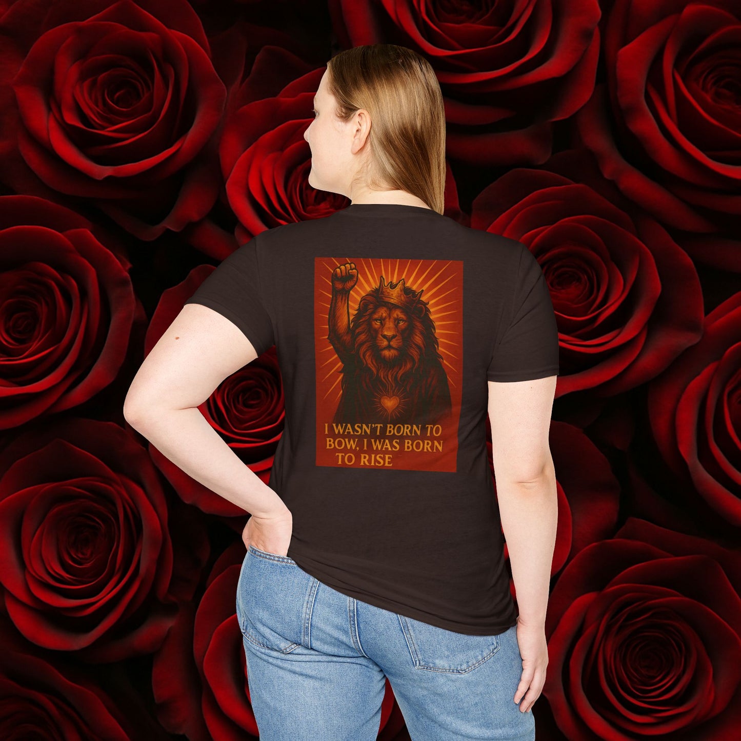 Never Bow Co. “Born to Rise” Rebellion Lion Tee | Rise above fear. The Rebellion Lion tee roars strength and defiance — crafted from lightweight cotton, built for rebels who lead, fight, and inspire. Streetwear for souls who refuse to bow.