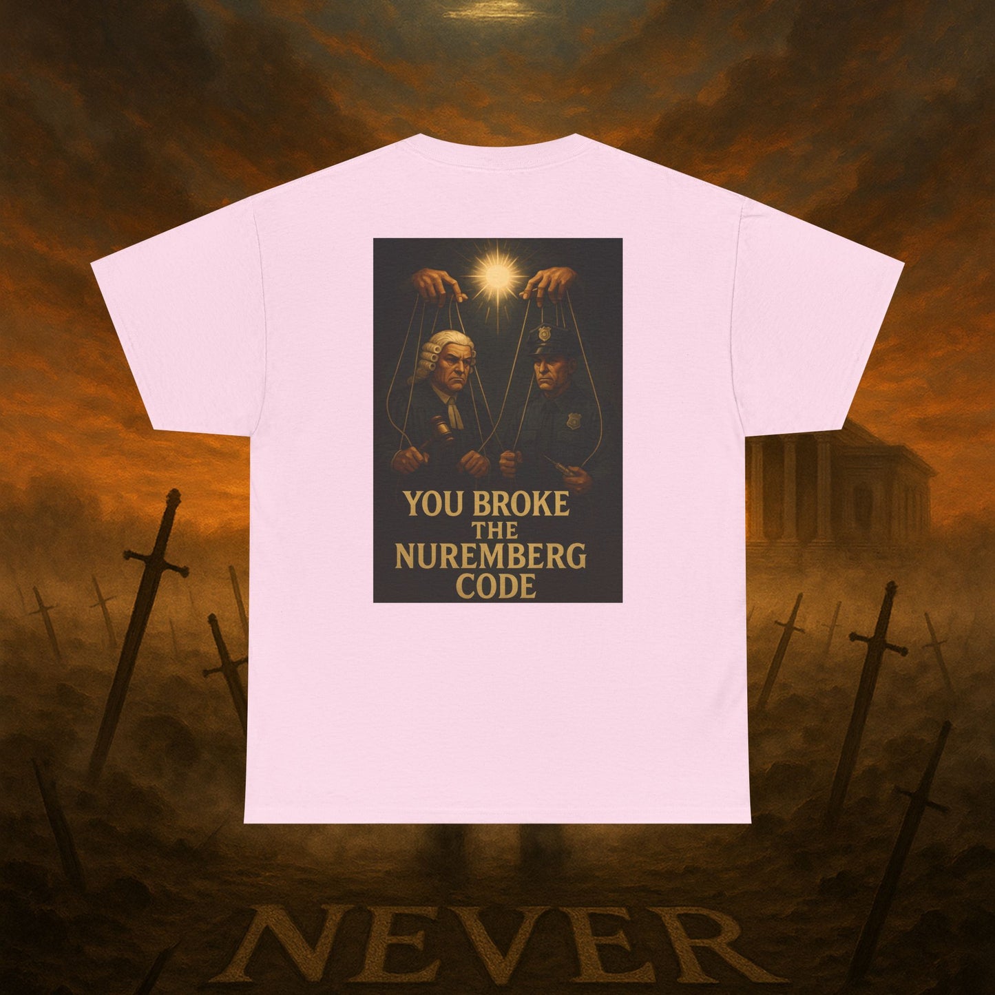 (Heavy Tee) Never Bow Co “You Broke Warrior’s Code” Defiance woven in cotton. Bold courtroom warrior’s graphic calling out broken codes. Built for strength, resistance, and truth-tellers who won’t fold. Wear the message, carry the fire, Never Bow.