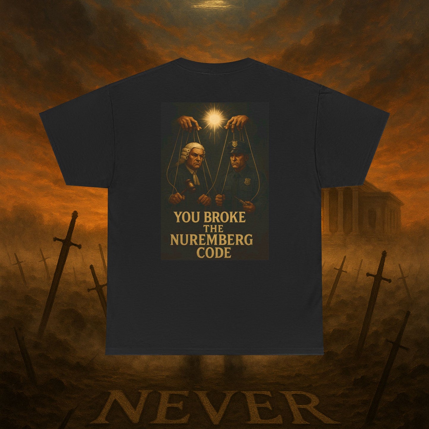 (Heavy Tee) Never Bow Co “You Broke Warrior’s Code” Defiance woven in cotton. Bold courtroom warrior’s graphic calling out broken codes. Built for strength, resistance, and truth-tellers who won’t fold. Wear the message, carry the fire, Never Bow.