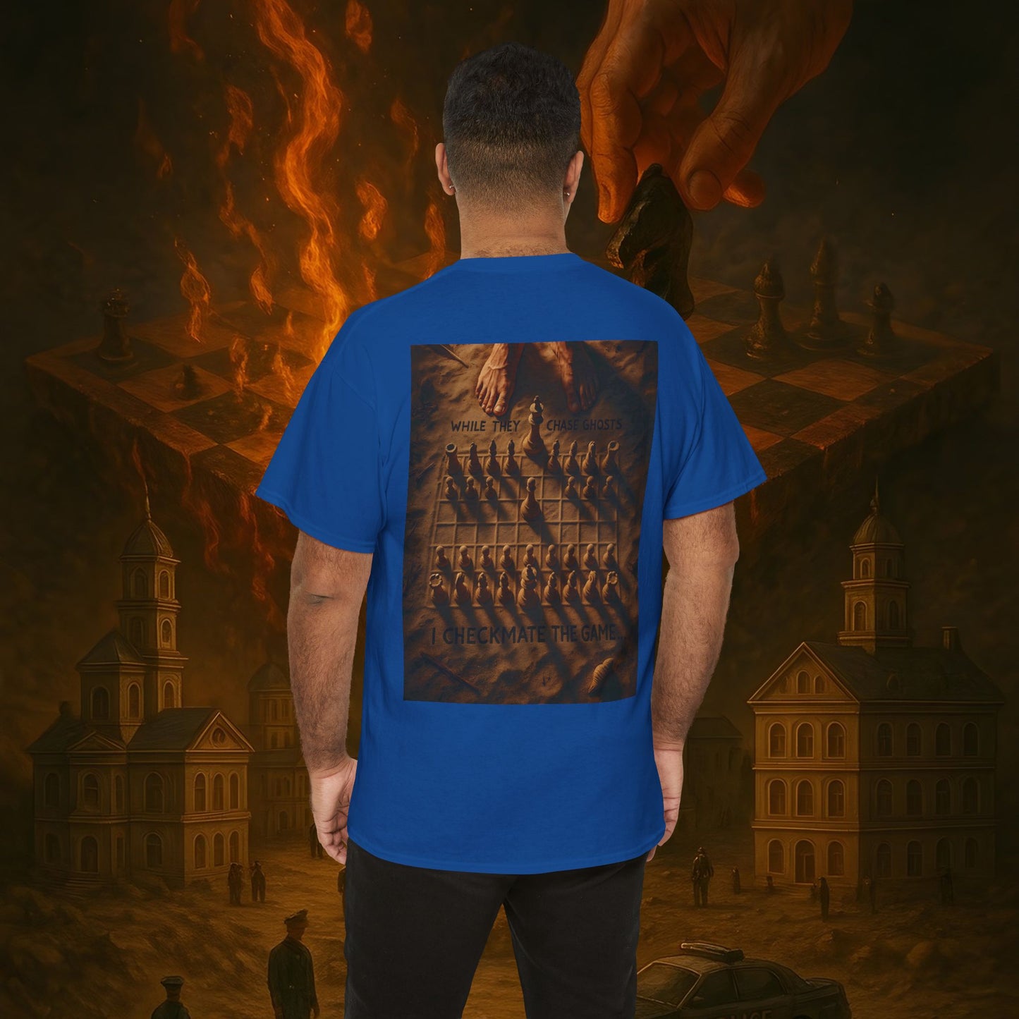 (Heavy Tee) Never Bow Co. Chess Series Tee – “The Game Is Over” | Statement tee featuring the iconic chessboard design — a symbol of battles fought and finished. Built for warriors who refuse to bow, it declares checkmate to the system with style.