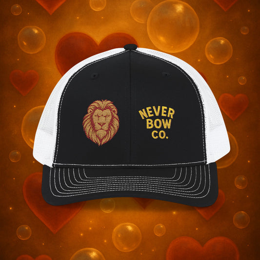 Never Bow Co. Embroidered Lion Hat – Defiance in Every Stitch. Carry the fire with the Never Bow Co. embroidered lion cap. Bold, unbreakable, stitched for warriors who won’t fold. Streetwear armor built for rebellion, defiance, and fearless truth-seekers.