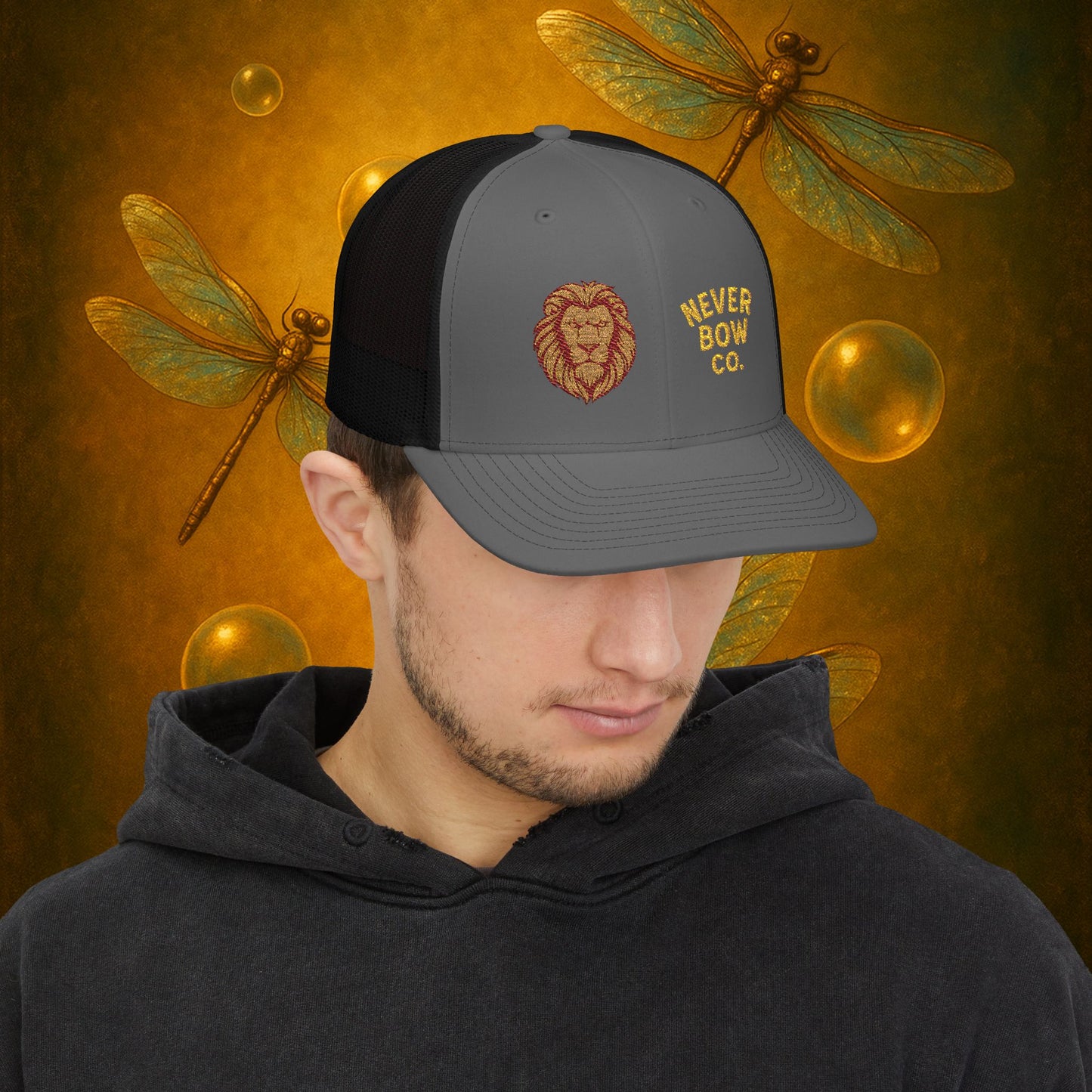 Never Bow Co. Embroidered Lion Hat – Defiance in Every Stitch. Carry the fire with the Never Bow Co. embroidered lion cap. Bold, unbreakable, stitched for warriors who won’t fold. Streetwear armor built for rebellion, defiance, and fearless truth-seekers.