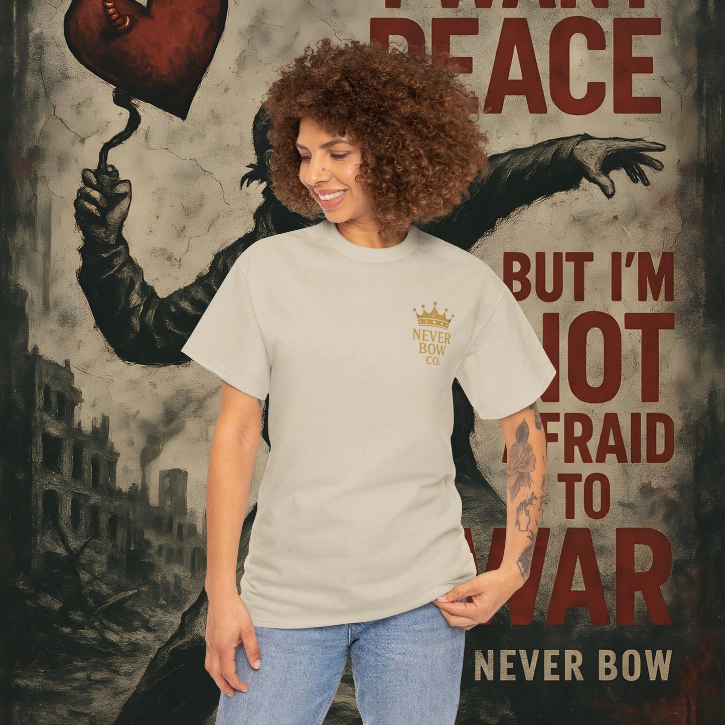 (Heavy Tee) Never Bow Co “You Broke Warrior’s Code” Defiance woven in cotton. Bold courtroom warrior’s graphic calling out broken codes. Built for strength, resistance, and truth-tellers who won’t fold. Wear the message, carry the fire, Never Bow.