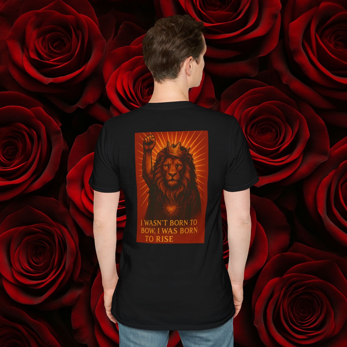 Never Bow Co. “Born to Rise” Rebellion Lion Tee | Rise above fear. The Rebellion Lion tee roars strength and defiance — crafted from lightweight cotton, built for rebels who lead, fight, and inspire. Streetwear for souls who refuse to bow.