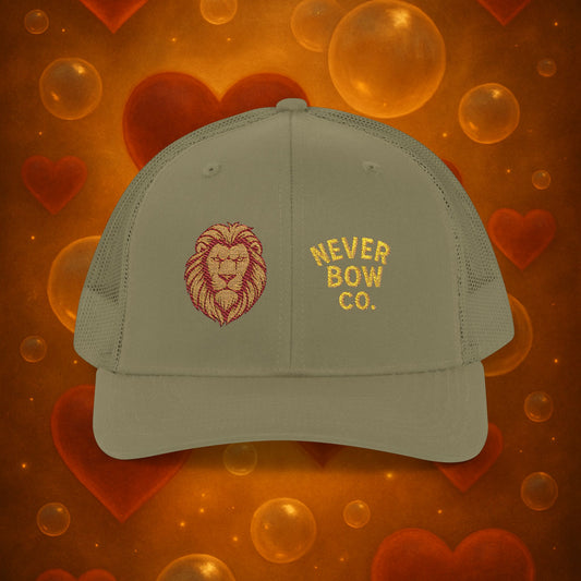Never Bow Co. Embroidered Lion Hat – Defiance in Every Stitch. Carry the fire with the Never Bow Co. embroidered lion cap. Bold, unbreakable, stitched for warriors who won’t fold. Streetwear armor built for rebellion, defiance, and fearless truth-seekers.