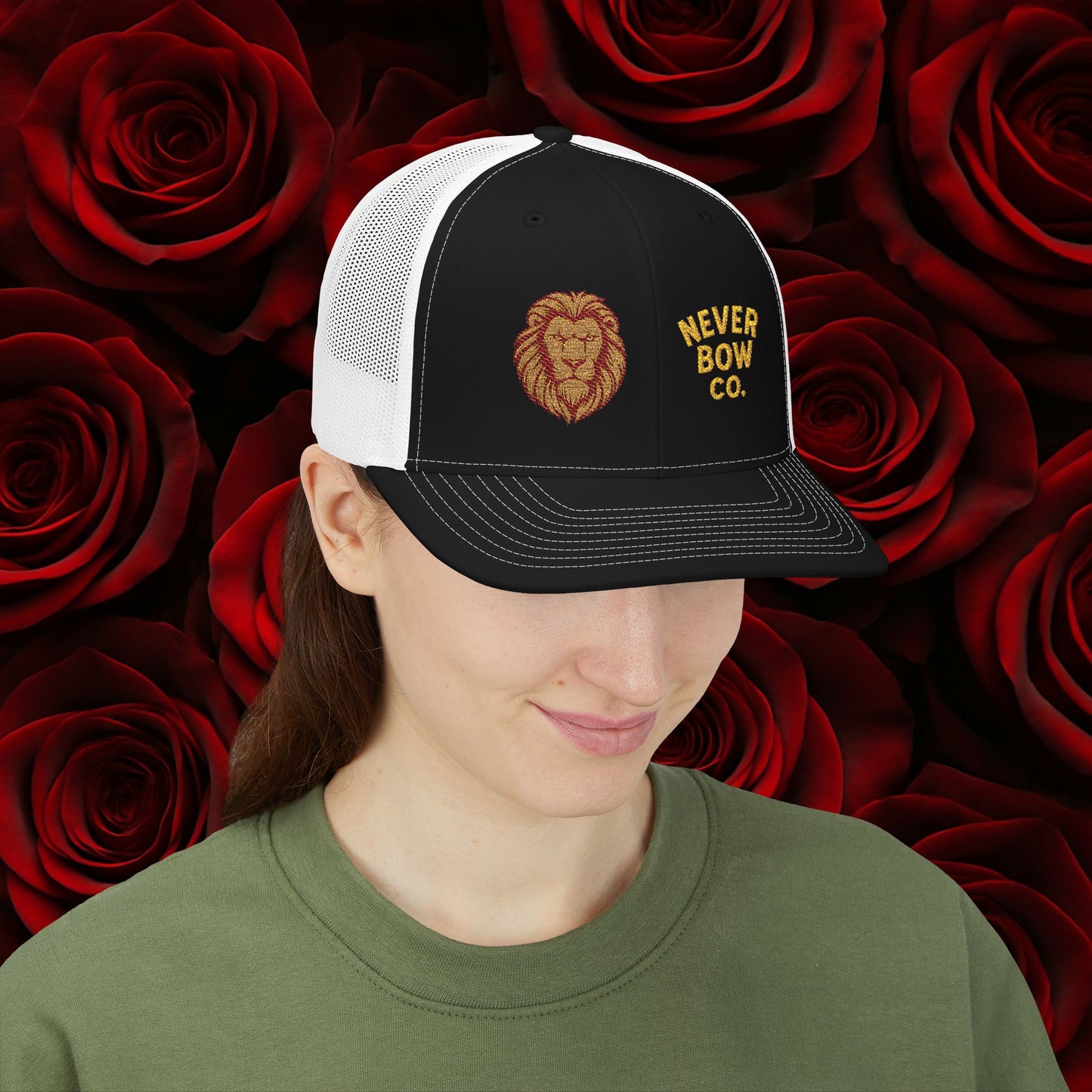 Never Bow Co. Embroidered Lion Hat – Defiance in Every Stitch. Carry the fire with the Never Bow Co. embroidered lion cap. Bold, unbreakable, stitched for warriors who won’t fold. Streetwear armor built for rebellion, defiance, and fearless truth-seekers.