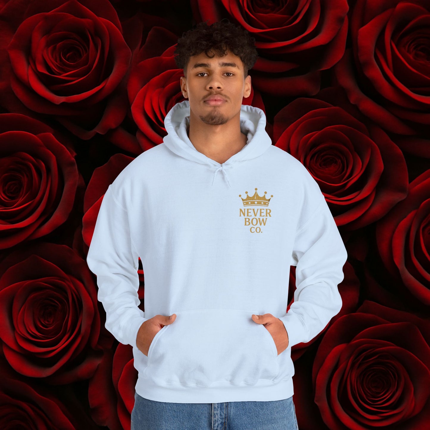 Never Bow Co. “Love Is My Religion” Lion Hoodie | A pullover for fearless souls. The crowned lion blazes with defiance: Love Is My Religion. Heavyweight comfort, cosmic strength, and unshakable streetwear for rebels who refuse to bow.