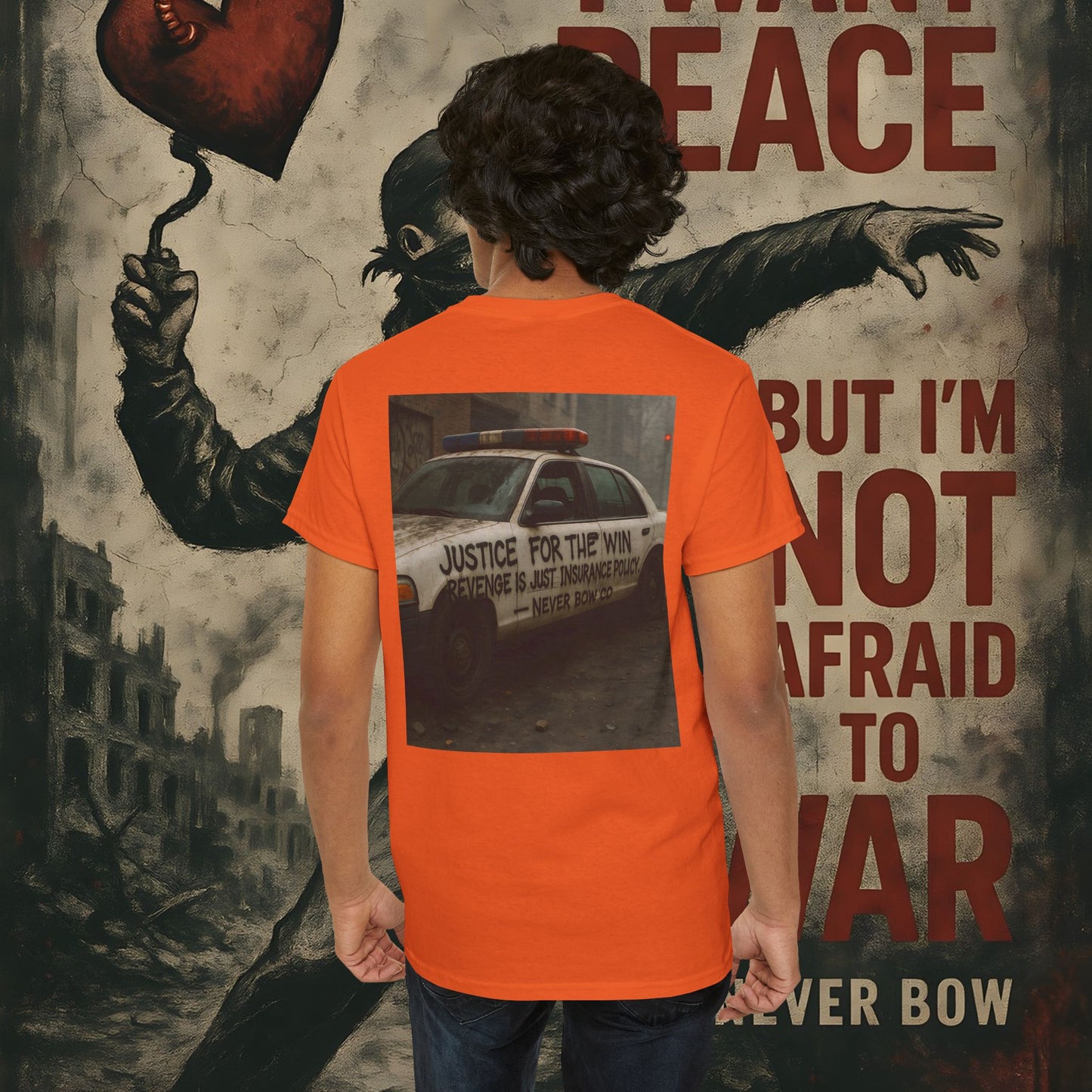 (Heavy Tee) Never Bow Co “Justice for the Truth” Protest Tee | Truth can’t be silenced. This protest tee carries raw defiance on its back — a streetwear statement for warriors demanding justice, truth, and accountability. Wear it. Shout louder.