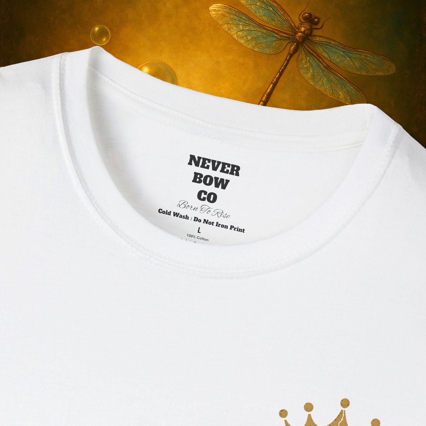 Never Bow Co. “Born to Rise” Rebellion Lion Tee | Rise above fear. The Rebellion Lion tee roars strength and defiance — crafted from lightweight cotton, built for rebels who lead, fight, and inspire. Streetwear for souls who refuse to bow.