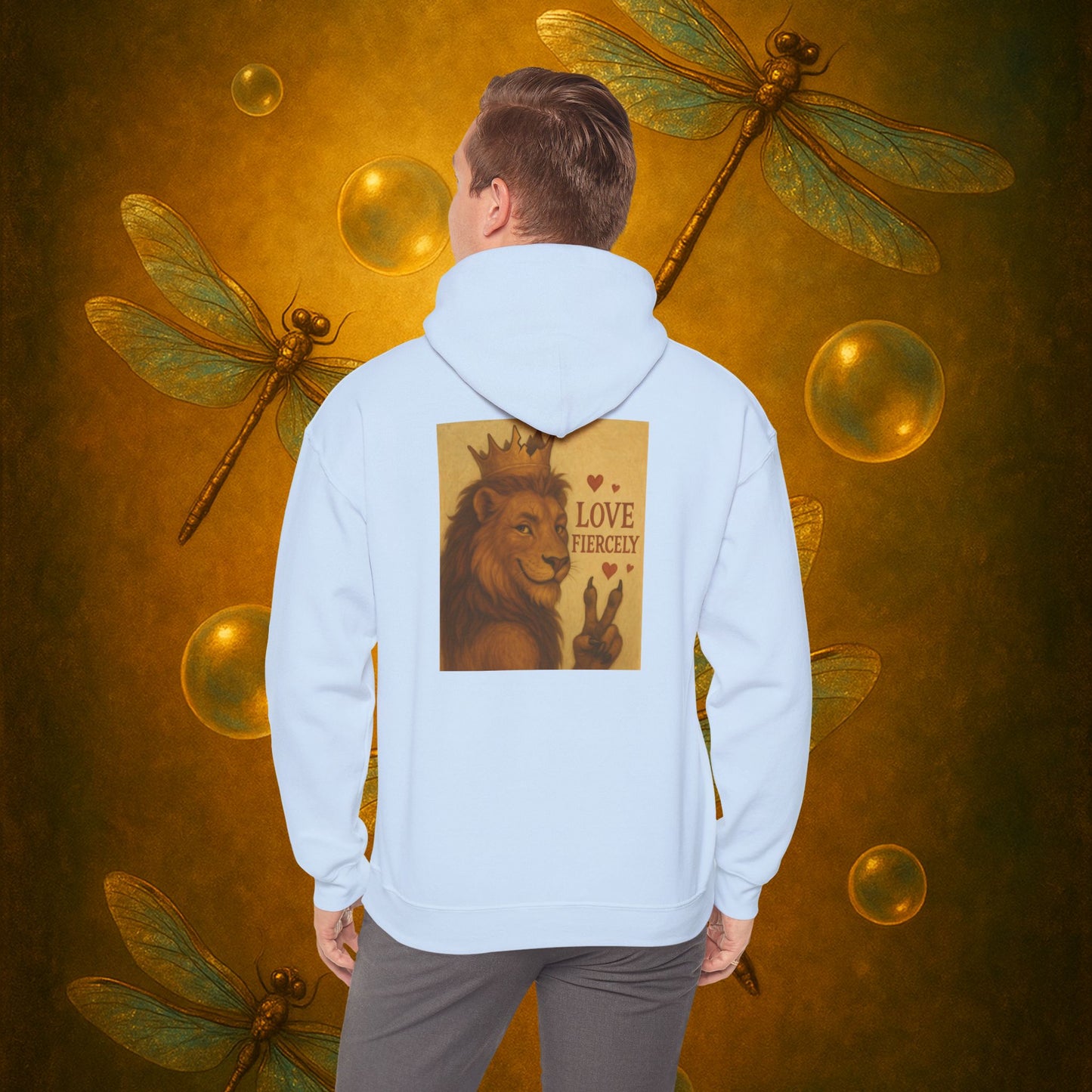 Never Bow Co. “Love Fiercely” Crowned Lion Hoodie | The crowned lion reminds you: Love fiercely, live boldly. A sacred strength hoodie crafted for rebels and dreamers who fight with heart, blending comfort, courage, and defiance in every stitch.