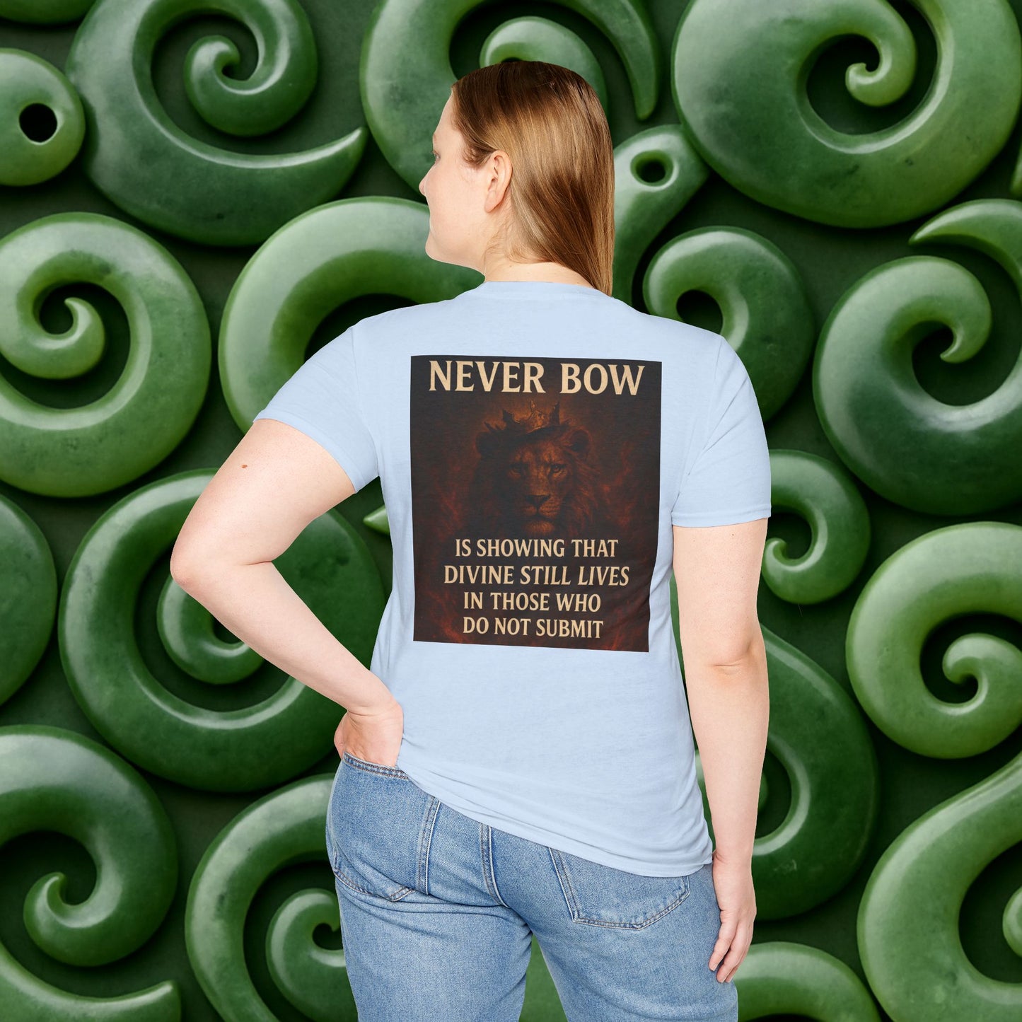 Never Bow Co “Divine Still Lives” | Bold Truth Streetwear. A fearless declaration: “Divine still lives in those who don’t submit.” Heavy cotton, lion-strength style. Built for warriors who resist control and wear their defiance as truth on the streets.