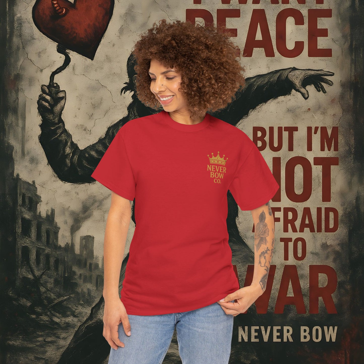 (Heavy Tee) Never Bow Co “You Broke Warrior’s Code” Defiance woven in cotton. Bold courtroom warrior’s graphic calling out broken codes. Built for strength, resistance, and truth-tellers who won’t fold. Wear the message, carry the fire, Never Bow.