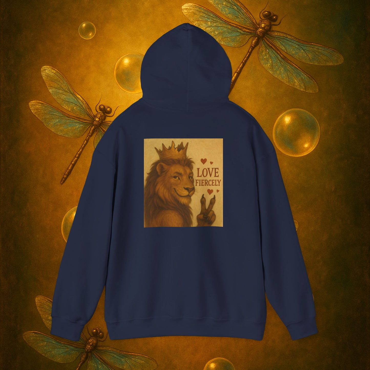 Never Bow Co. “Love Fiercely” Crowned Lion Hoodie | The crowned lion reminds you: Love fiercely, live boldly. A sacred strength hoodie crafted for rebels and dreamers who fight with heart, blending comfort, courage, and defiance in every stitch.