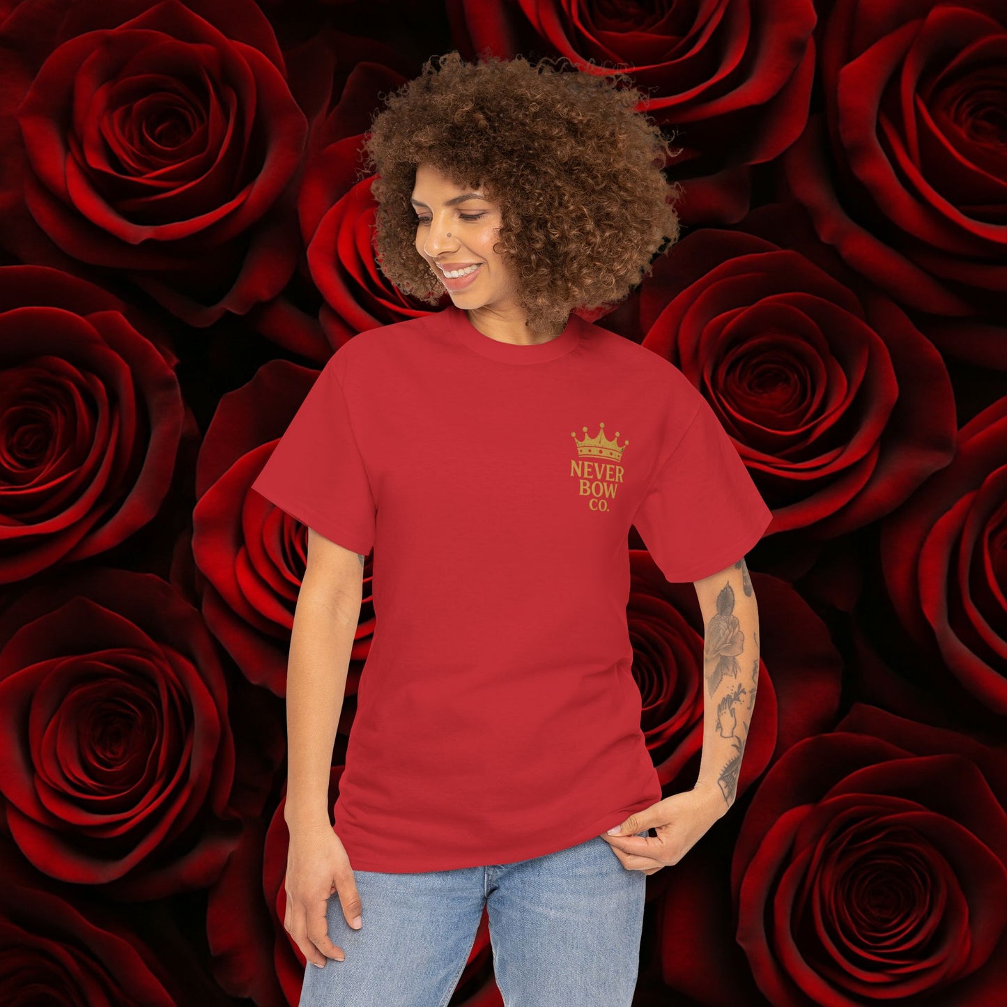 (Heavy Tee) Never Bow Co “Divine Still Lives” Statement Shirt | The Divine Still Lives "Heavy Tee" carries defiance: “Divine still lives in those who don’t submit.” A unisex cut for warriors, rebels, and truth seekers.