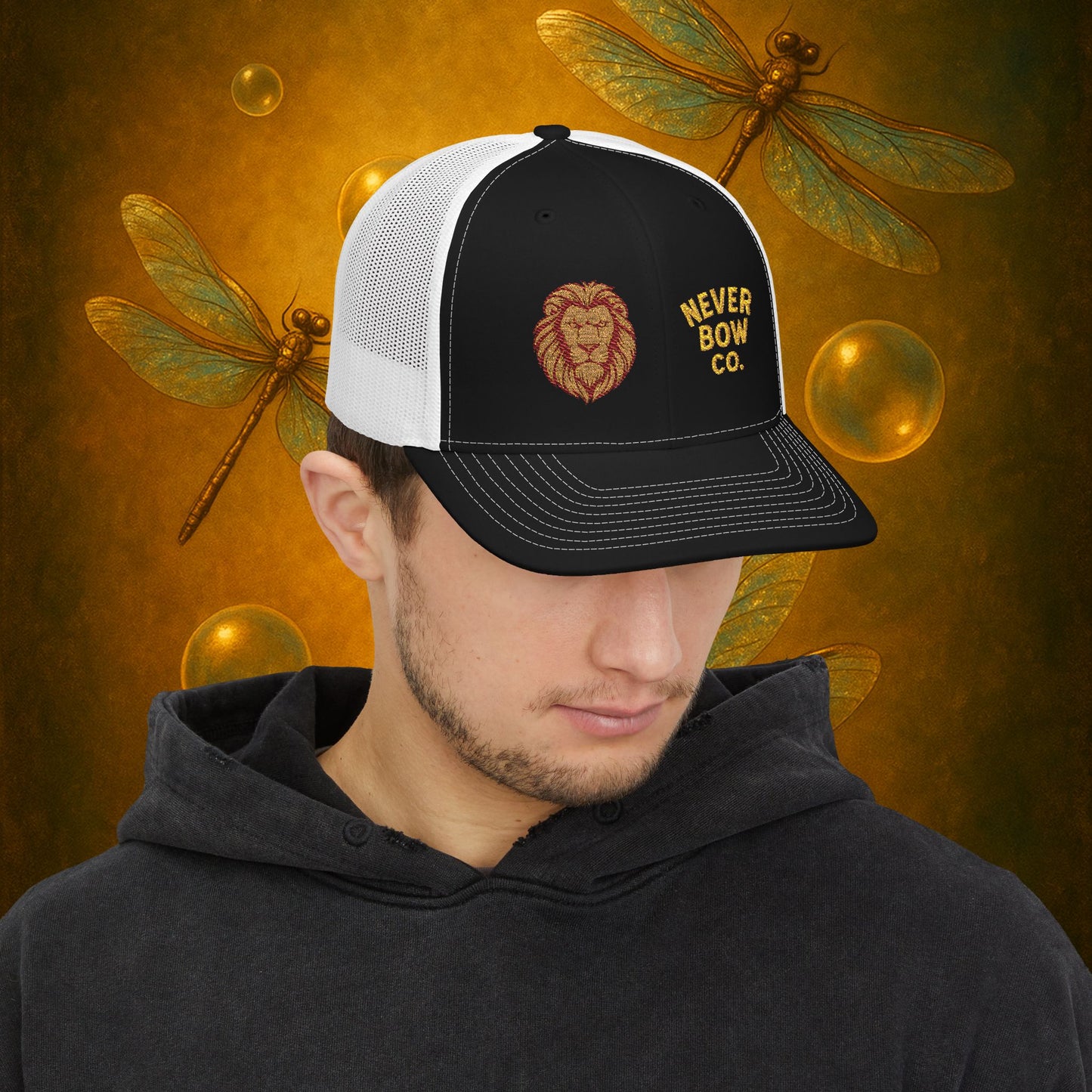 Never Bow Co. Embroidered Lion Hat – Defiance in Every Stitch. Carry the fire with the Never Bow Co. embroidered lion cap. Bold, unbreakable, stitched for warriors who won’t fold. Streetwear armor built for rebellion, defiance, and fearless truth-seekers.