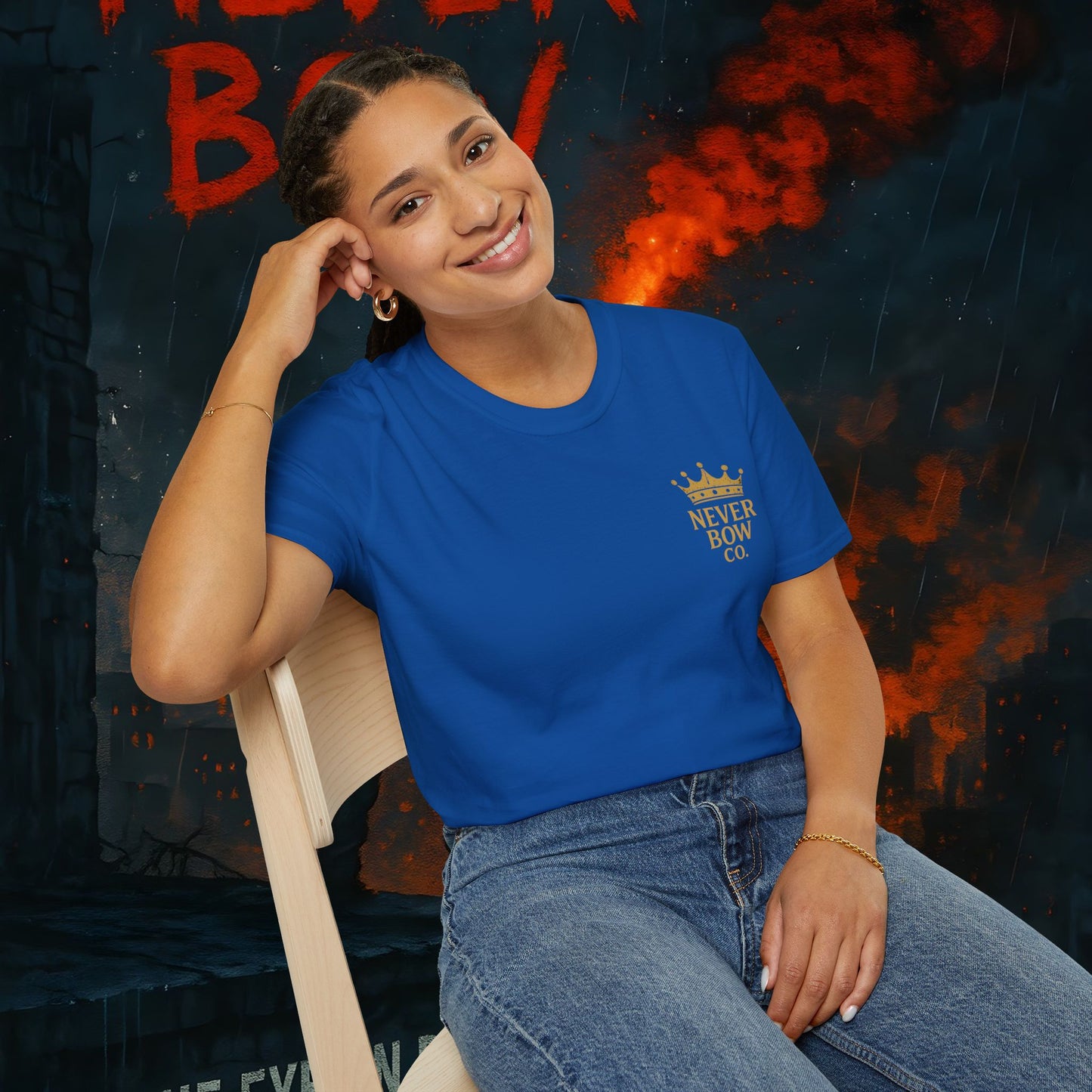 Never Bow Co “Divine Still Lives” | Bold Truth Streetwear. A fearless declaration: “Divine still lives in those who don’t submit.” Heavy cotton, lion-strength style. Built for warriors who resist control and wear their defiance as truth on the streets.