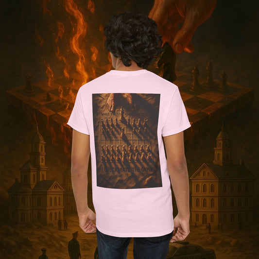 (Heavy Tee) Never Bow Co. Chess Series Tee – “The Game Is Over” | Statement tee featuring the iconic chessboard design — a symbol of battles fought and finished. Built for warriors who refuse to bow, it declares checkmate to the system with style.