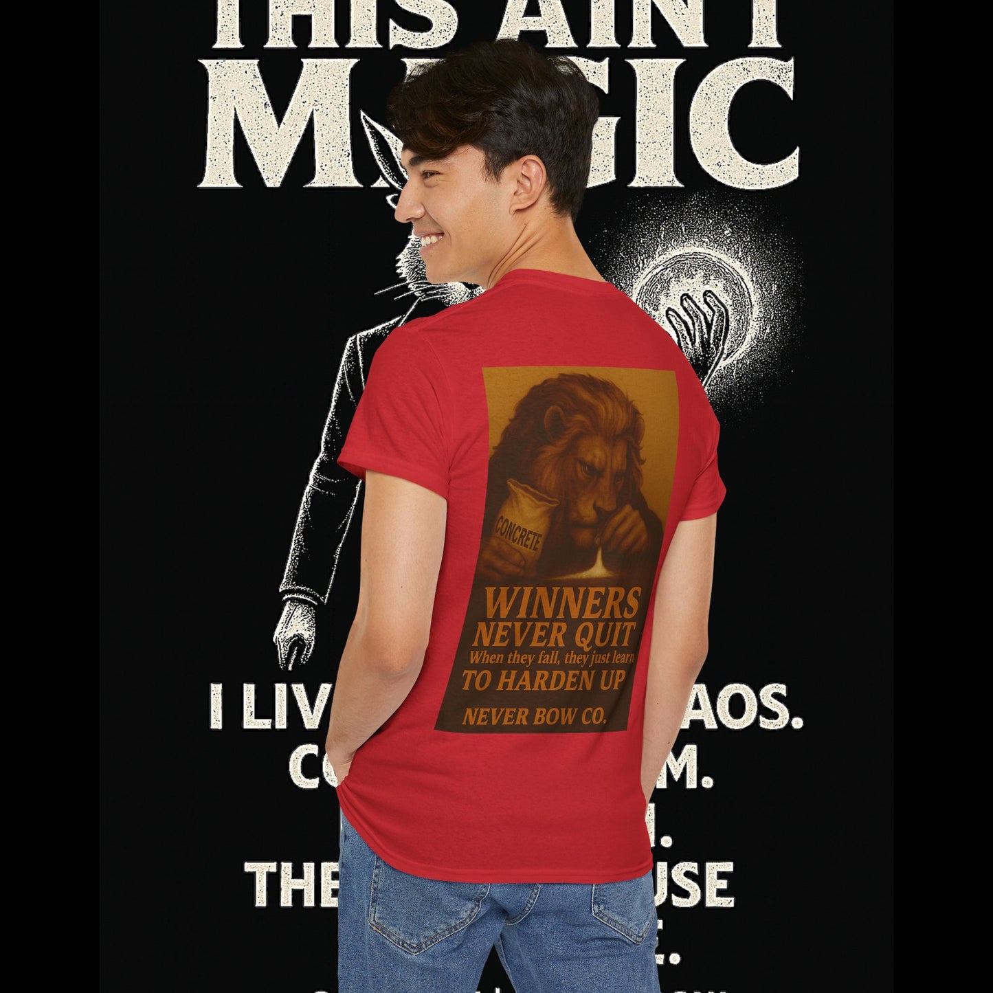 (Heavy Tee) Winners Never Quit Tee | Built for warriors who refuse to fold. “Winners Never Quit. When they fall, they just learn to harden up.” Perfect for strength, grit, and statement style.