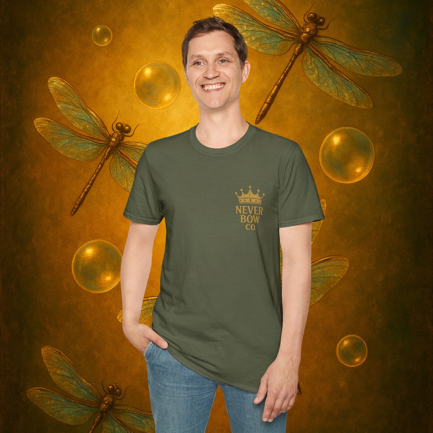 Never Bow Co. “Love Fiercely” Tee | Bold Streetwear Statement Shirt | The crowned lion commands: Love Fiercely. Heavy cotton strength meets fearless heart. Built for rebels who protect what matters and carry defiance with love. Wear the crown. Never Bow.