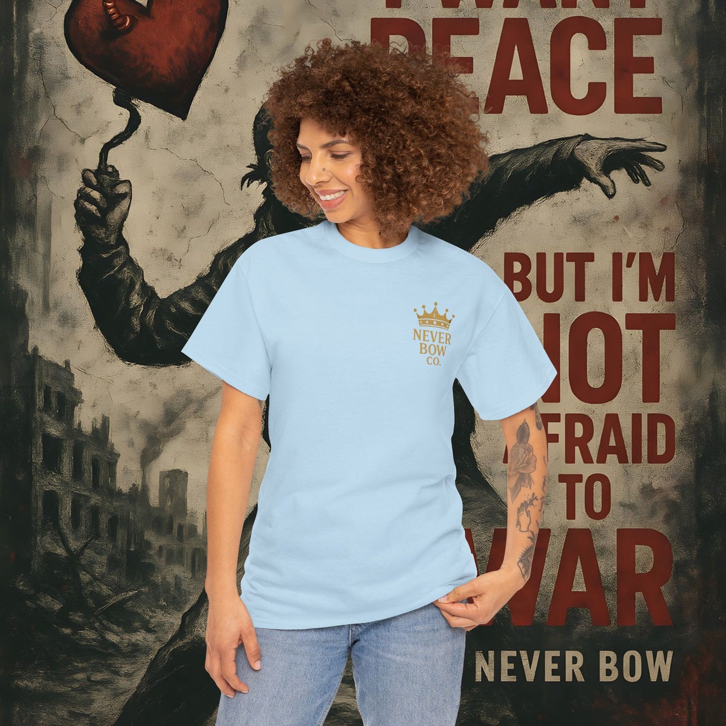 (Heavy Tee) Never Bow Co “You Broke Warrior’s Code” Defiance woven in cotton. Bold courtroom warrior’s graphic calling out broken codes. Built for strength, resistance, and truth-tellers who won’t fold. Wear the message, carry the fire, Never Bow.