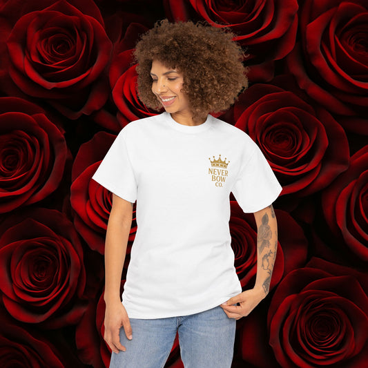 (Heavy Tee) Never Bow Co “Divine Still Lives” Statement Shirt | The Divine Still Lives "Heavy Tee" carries defiance: “Divine still lives in those who don’t submit.” A unisex cut for warriors, rebels, and truth seekers.