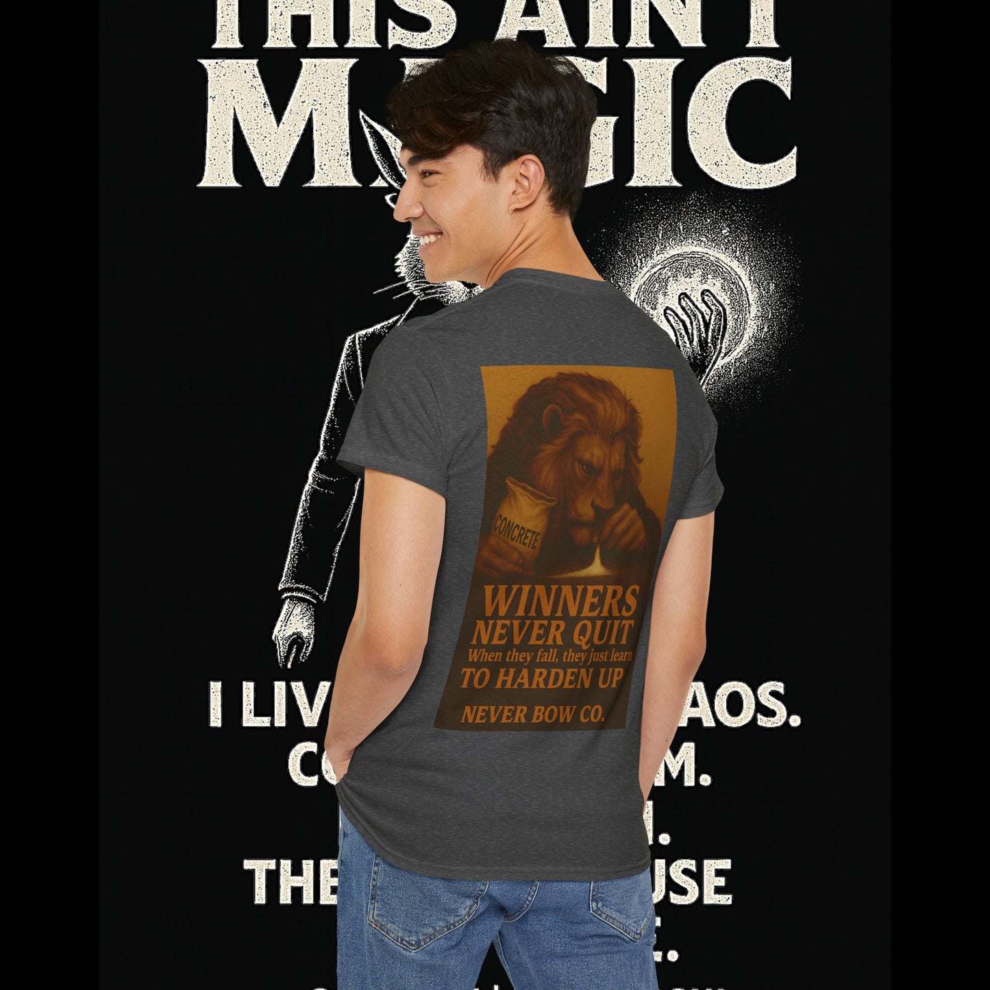 (Heavy Tee) Winners Never Quit Tee | Built for warriors who refuse to fold. “Winners Never Quit. When they fall, they just learn to harden up.” Perfect for strength, grit, and statement style.