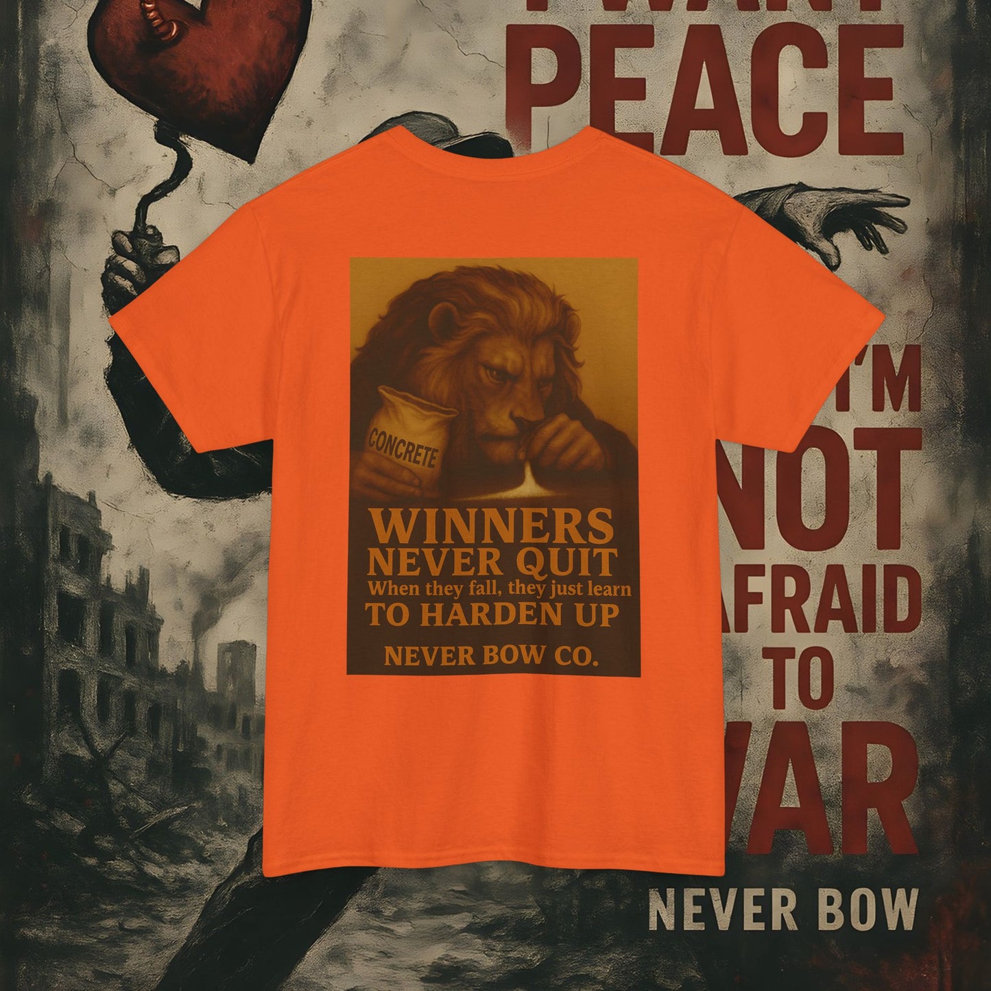 (Heavy Tee) Winners Never Quit Tee | Built for warriors who refuse to fold. “Winners Never Quit. When they fall, they just learn to harden up.” Perfect for strength, grit, and statement style.