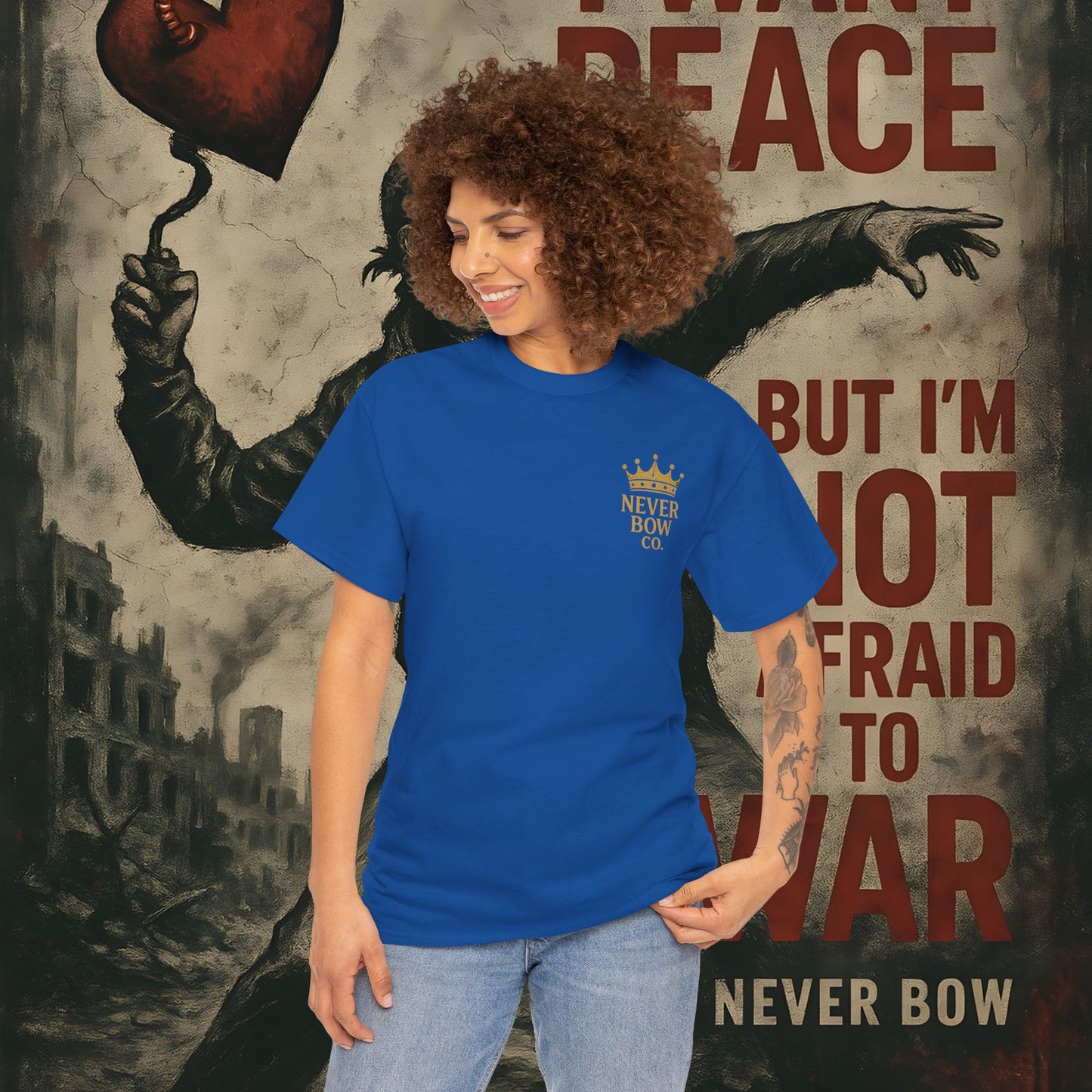 (Heavy Tee) Never Bow Co “You Broke Warrior’s Code” Defiance woven in cotton. Bold courtroom warrior’s graphic calling out broken codes. Built for strength, resistance, and truth-tellers who won’t fold. Wear the message, carry the fire, Never Bow.